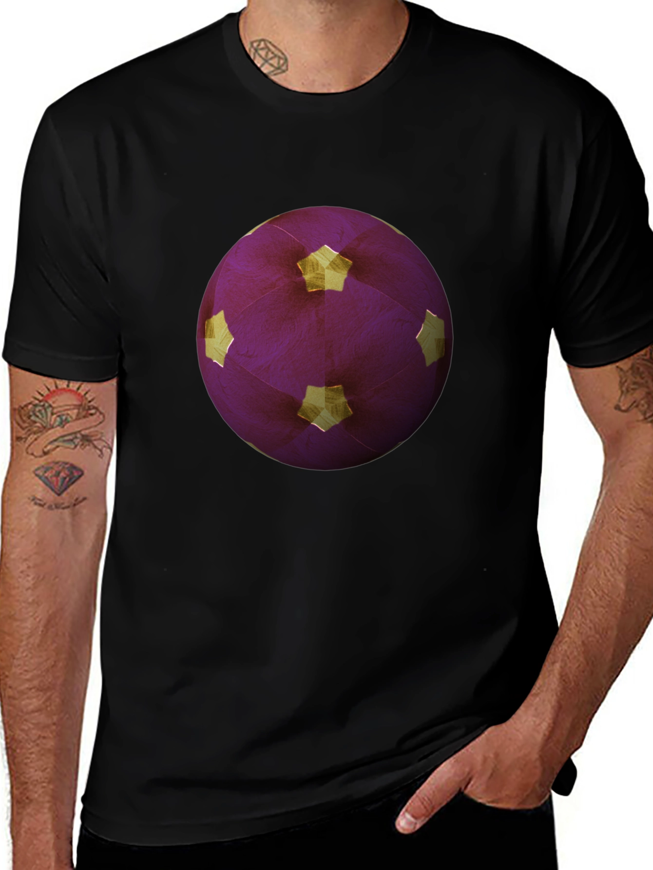 Variant 18 of Purple Soccer Ball Graphic Tee - Men's Black T-Shirt