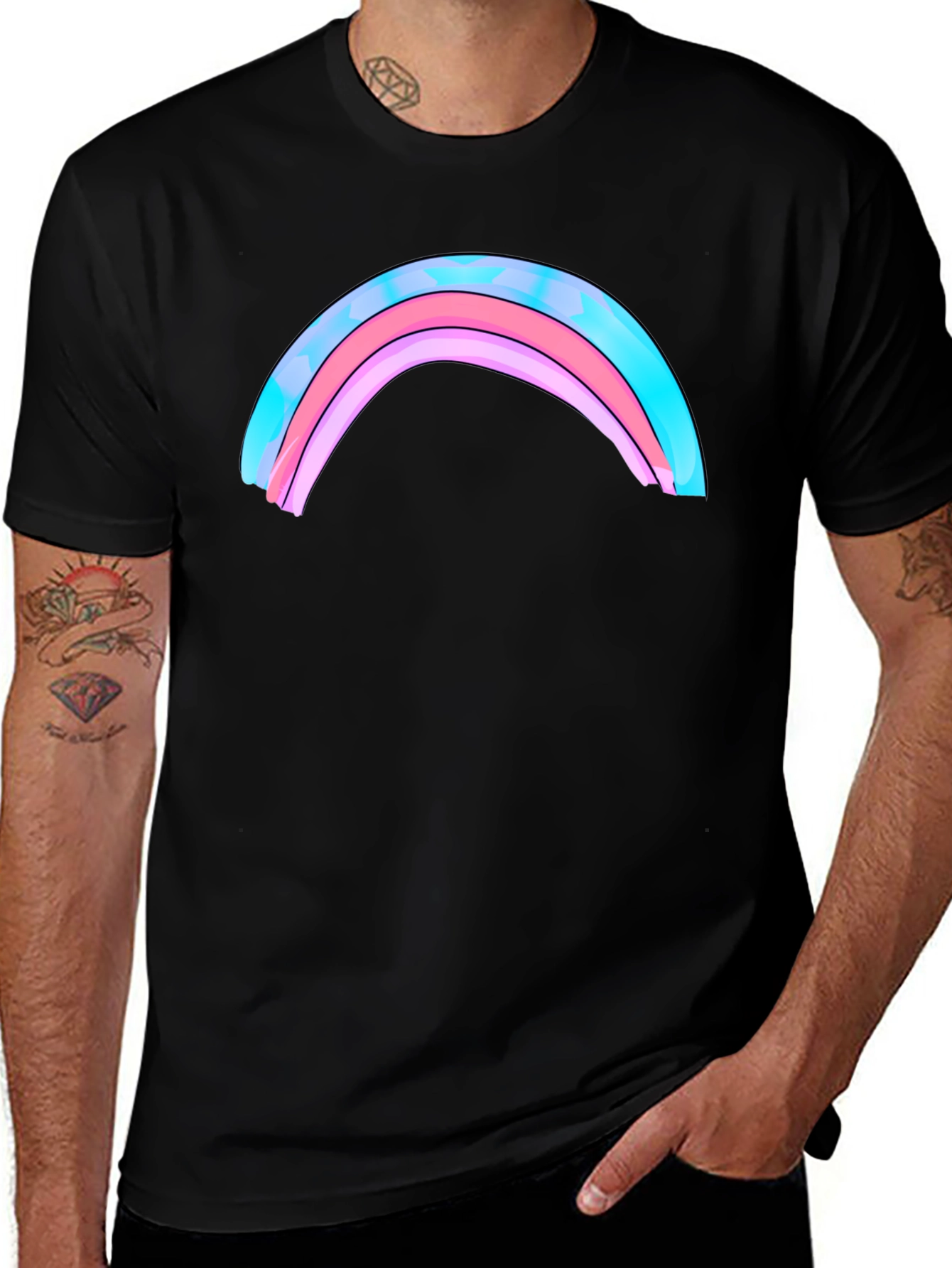 Variant 25 of Rainbow Graphic Print Men's Black T-Shirt