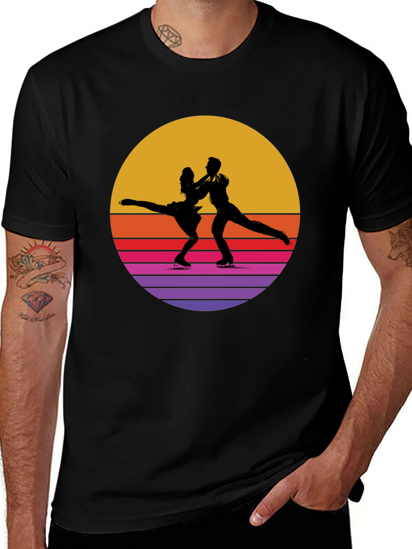 Variant 11 of Retro Figure Skating Tee - Black Cotton Blend