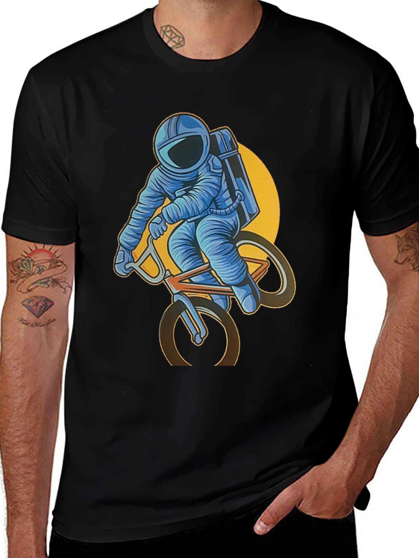 Variant 22 of Astronaut Riding Bike Graphic Tee - Black
