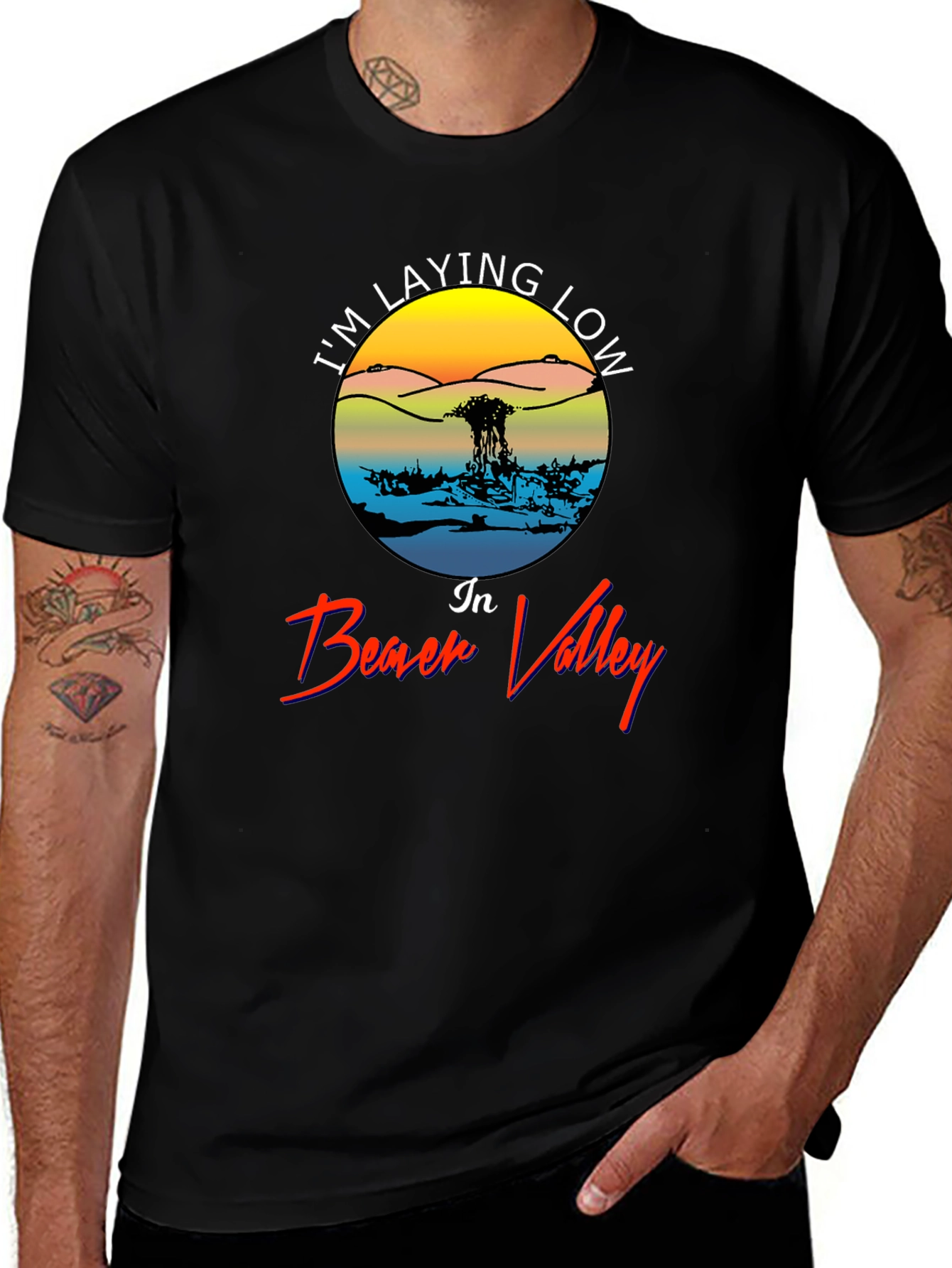 Variant 23 of I'm Laying Low in Beach Valley Black Tee