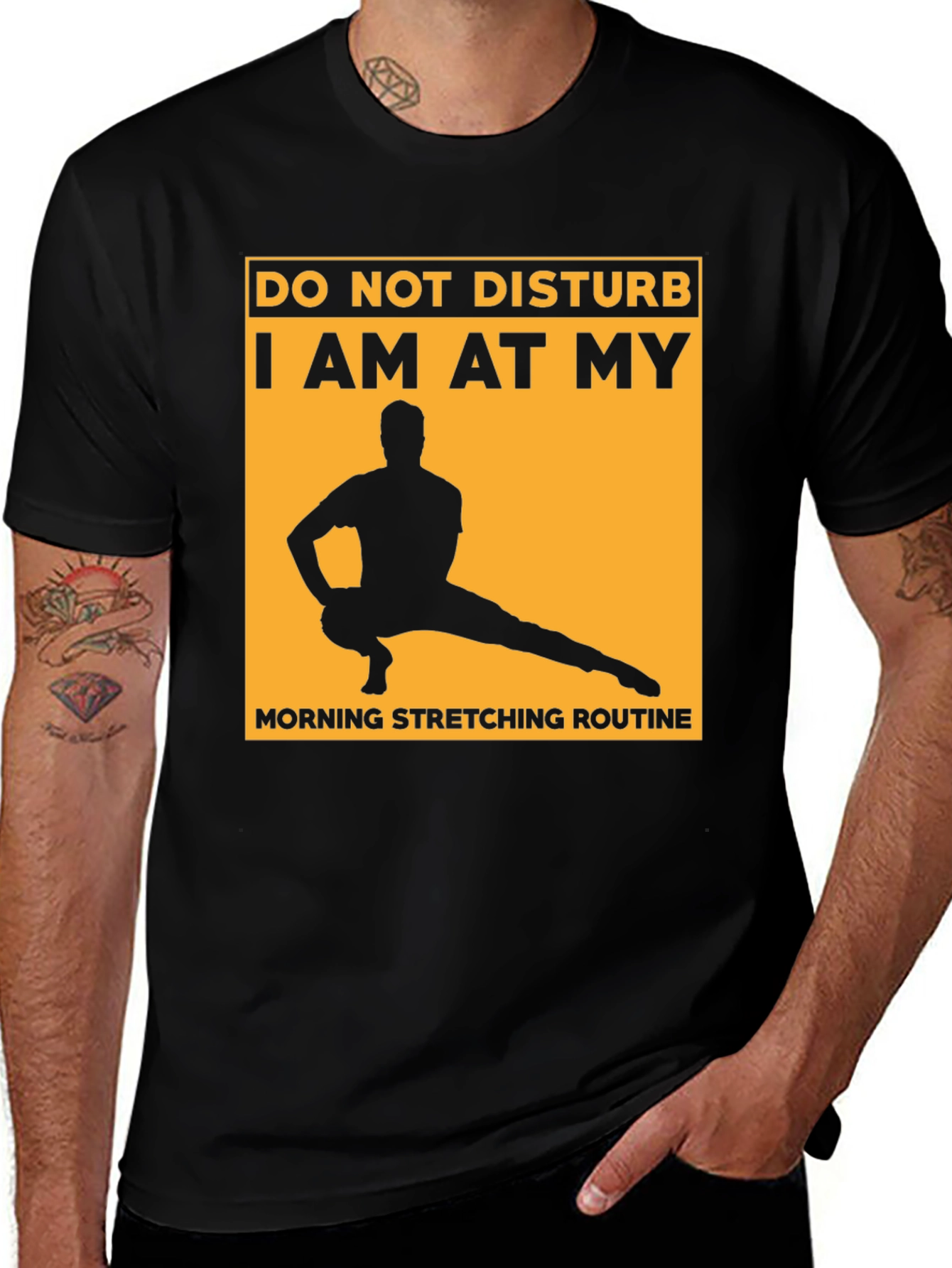 Morning Stretching Routine Black T-Shirt