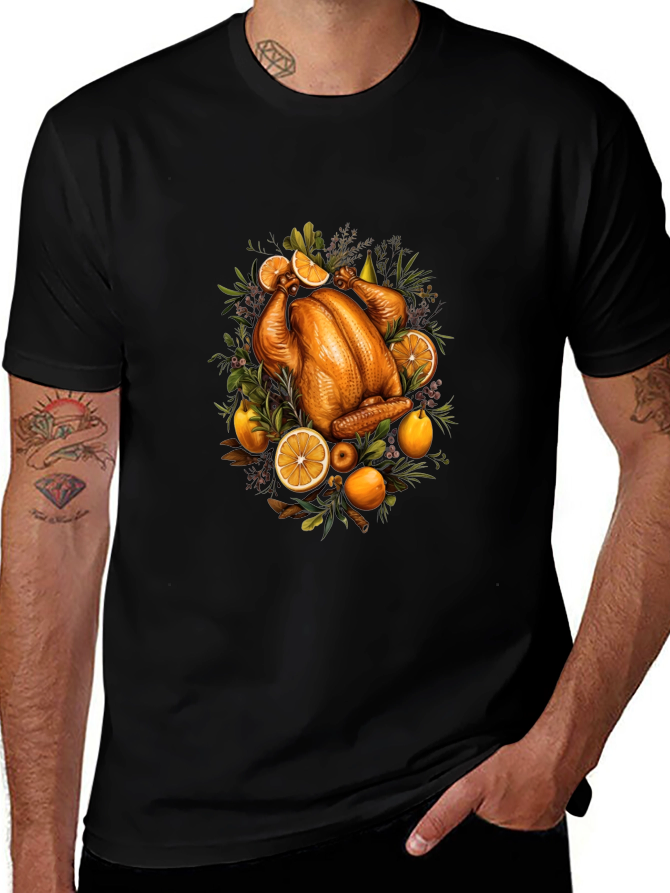 Thanksgiving Feast Tee - Roasted Turkey & Citrus Design
