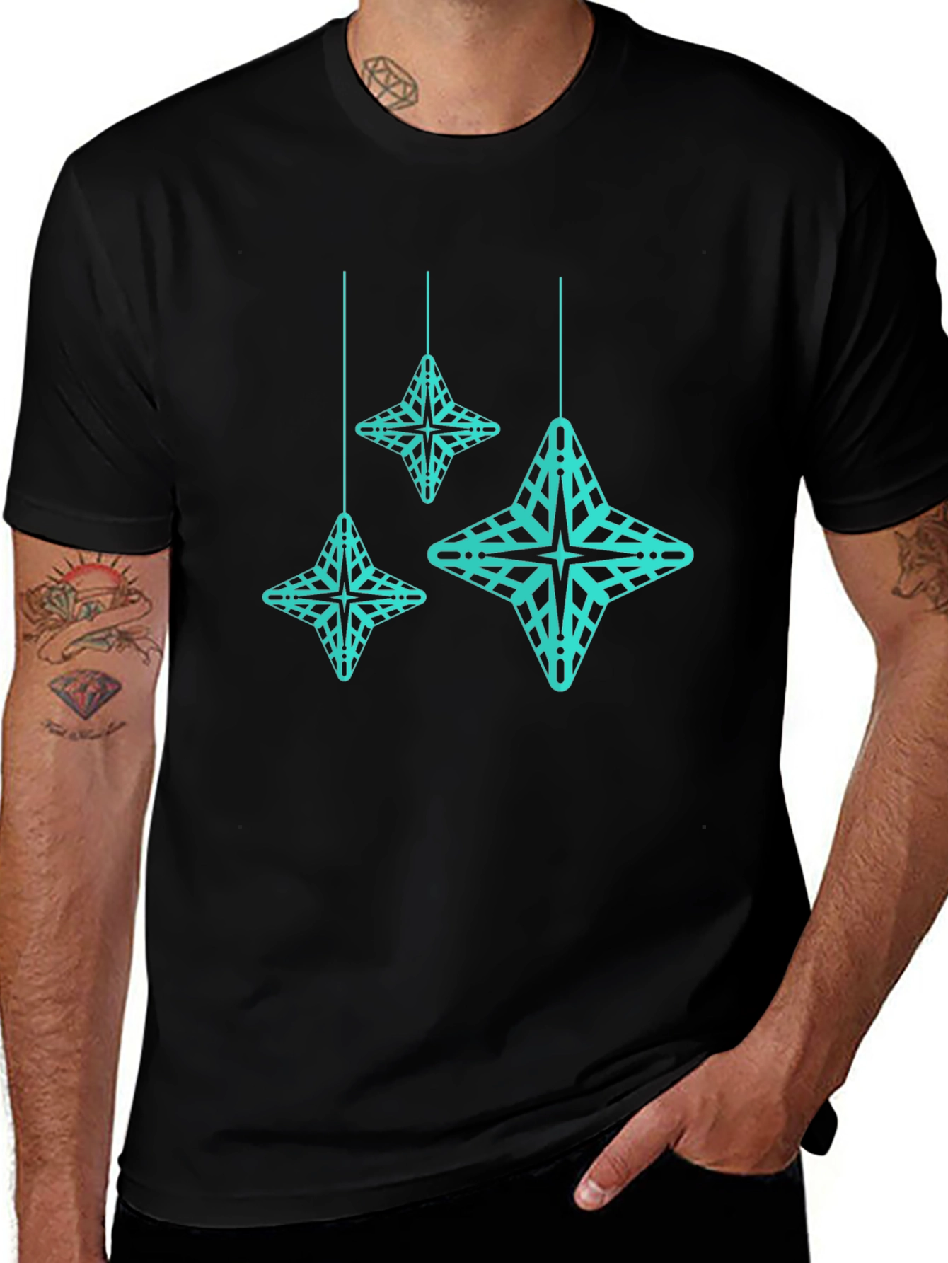 Geometric Star Tee - Modern Black T-Shirt