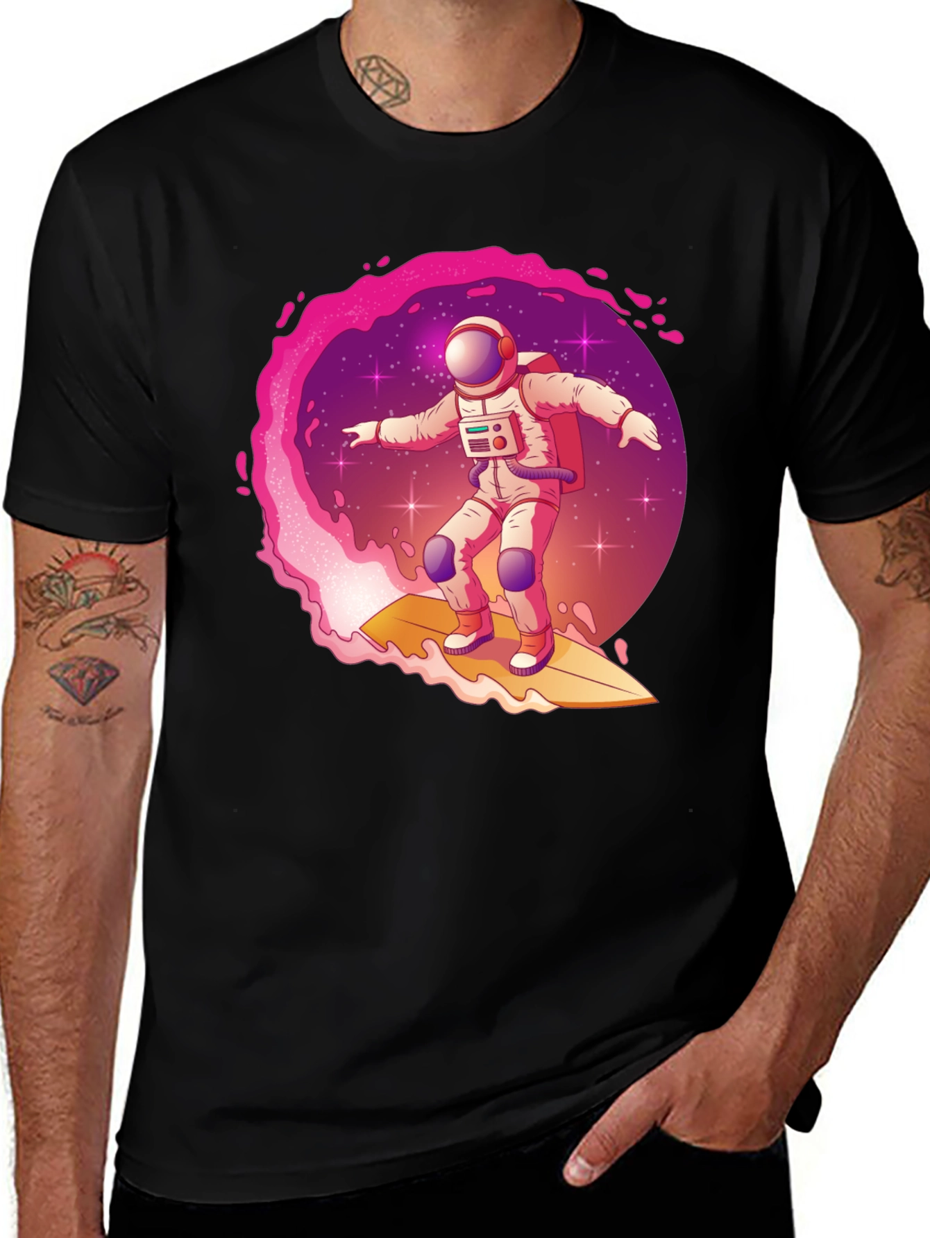 Variant 19 of Astronaut Surfing Galaxy Wave T-Shirt
