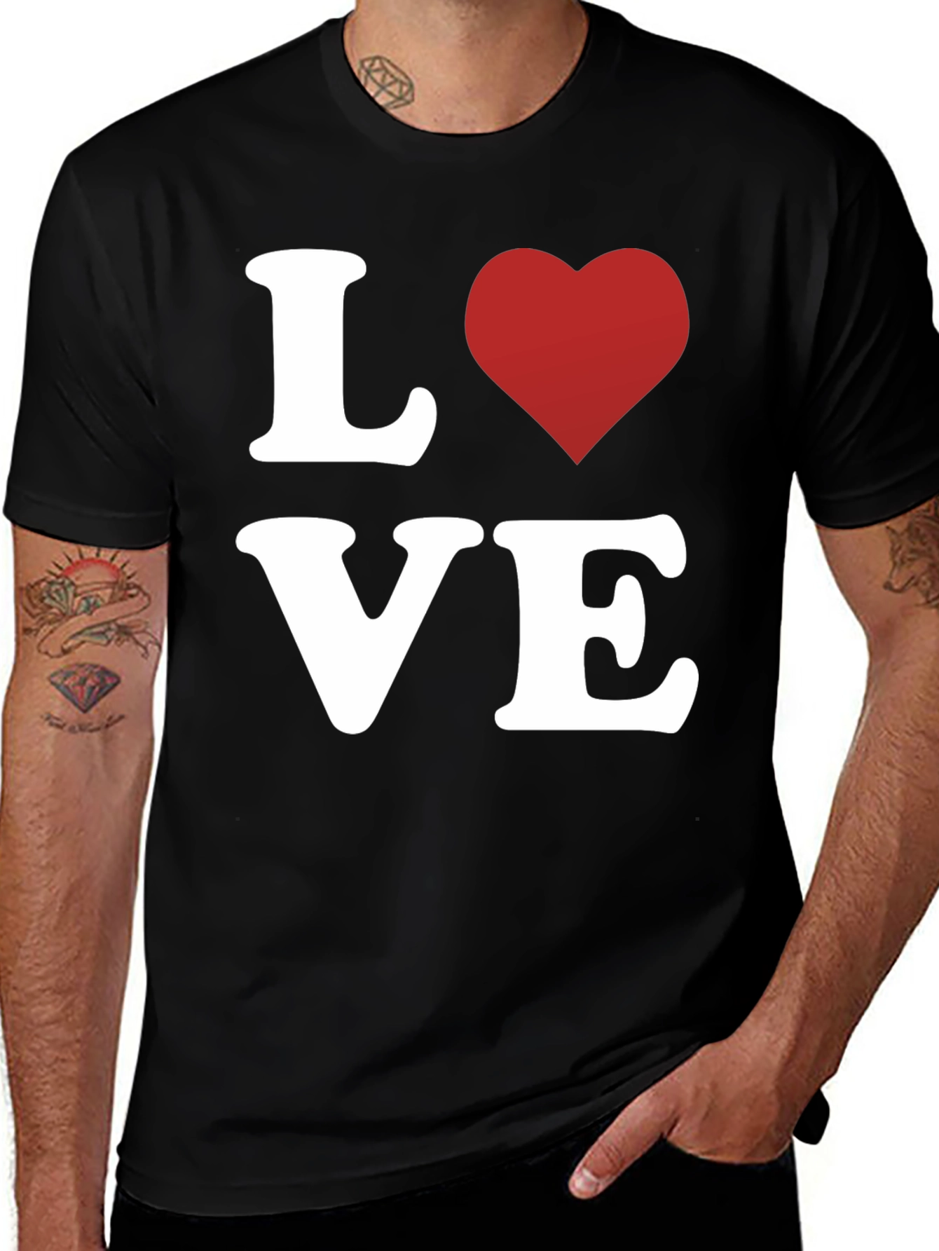 Variant 6 of Love Heart Graphic Tee - Black Casual T-Shirt