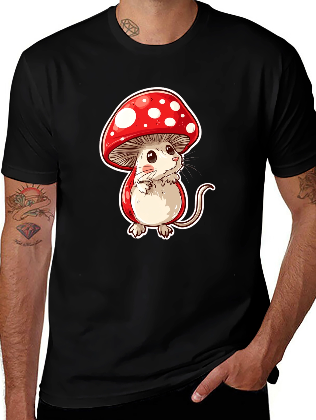 Variant 13 of Mushroom Mouse Graphic T-Shirt - Fun Animal Tee