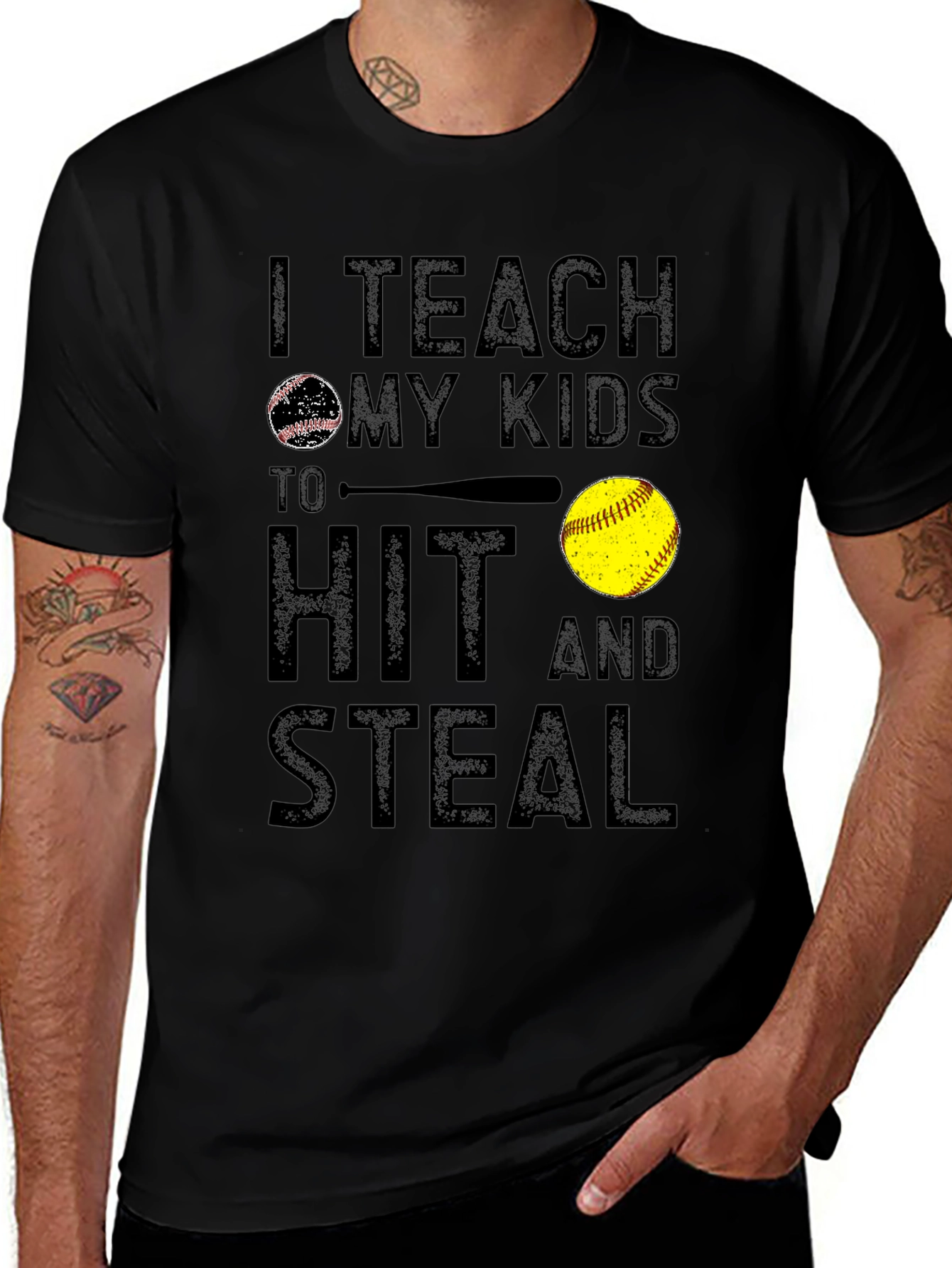 Teach My Kids To Hit And Steal Graphic Tee