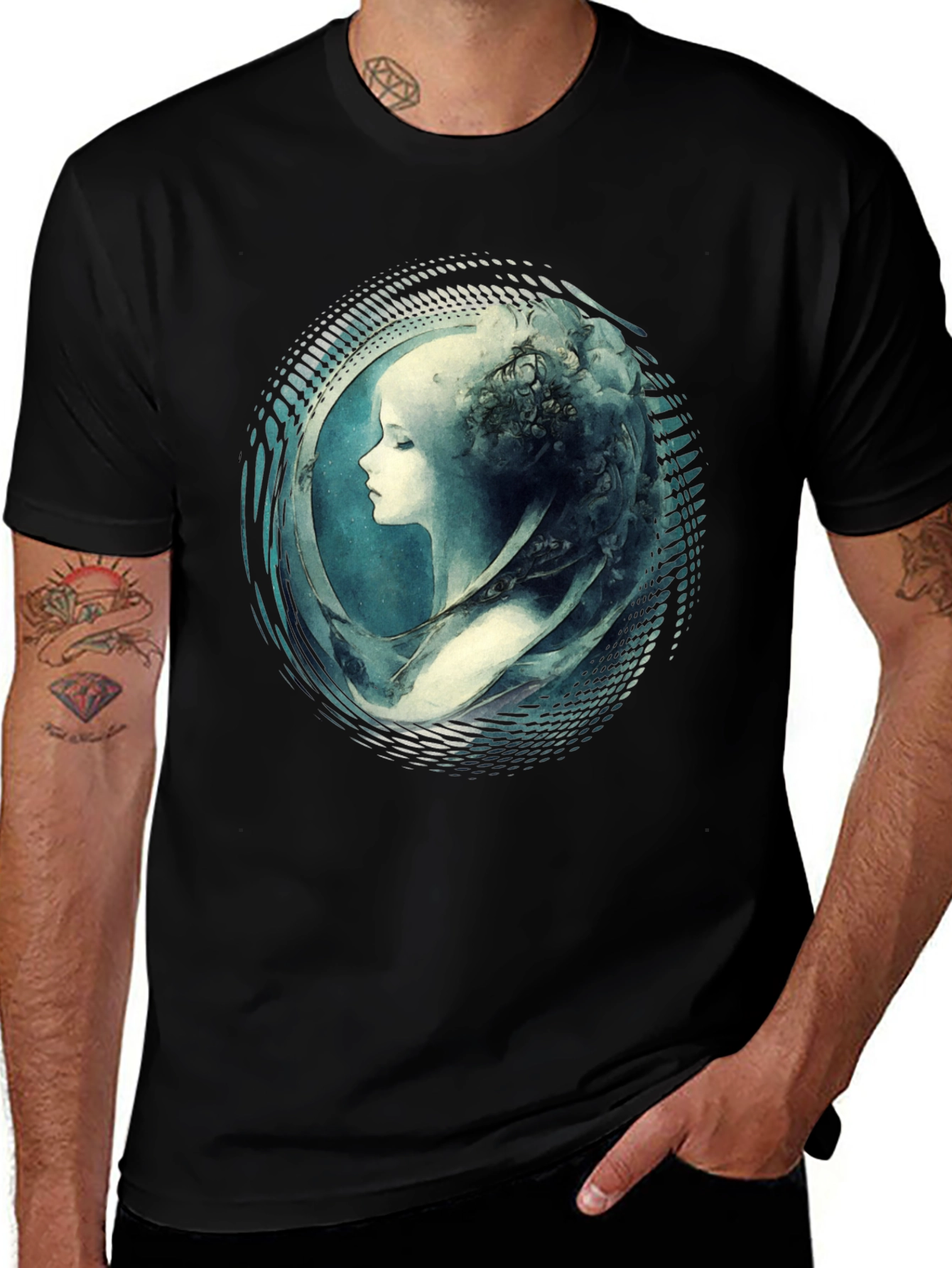 Variant 6 of Artistic Woman Portrait Black T-Shirt
