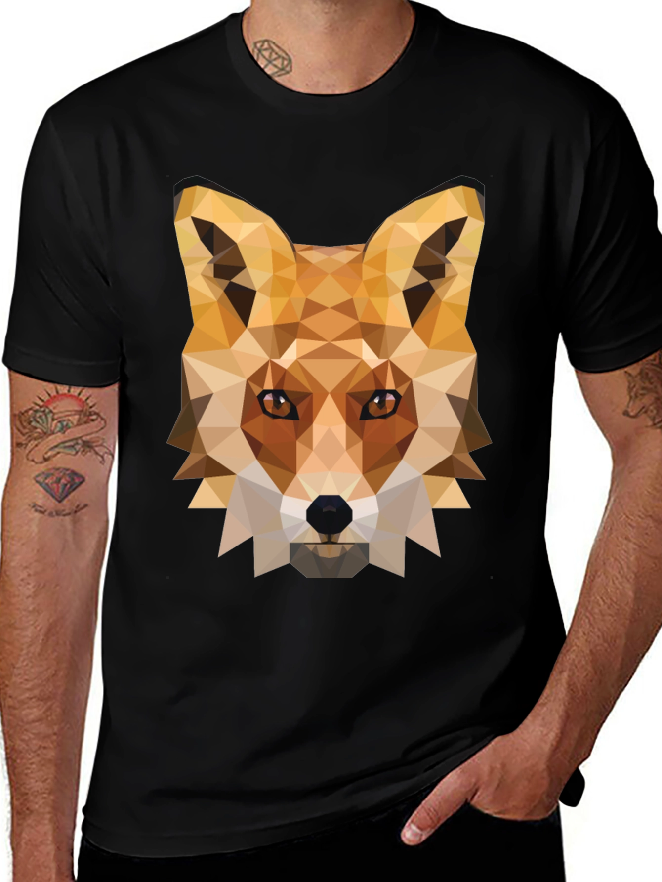Geometric Fox Graphic Tee - Modern Animal Print Shirt