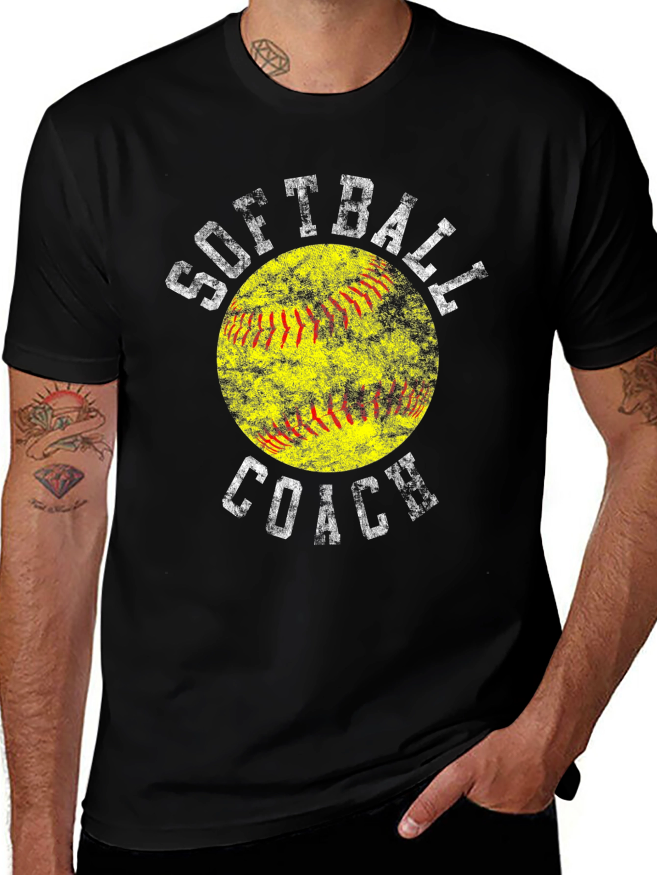 Softball Coach T-Shirt - Distressed Graphic Tee