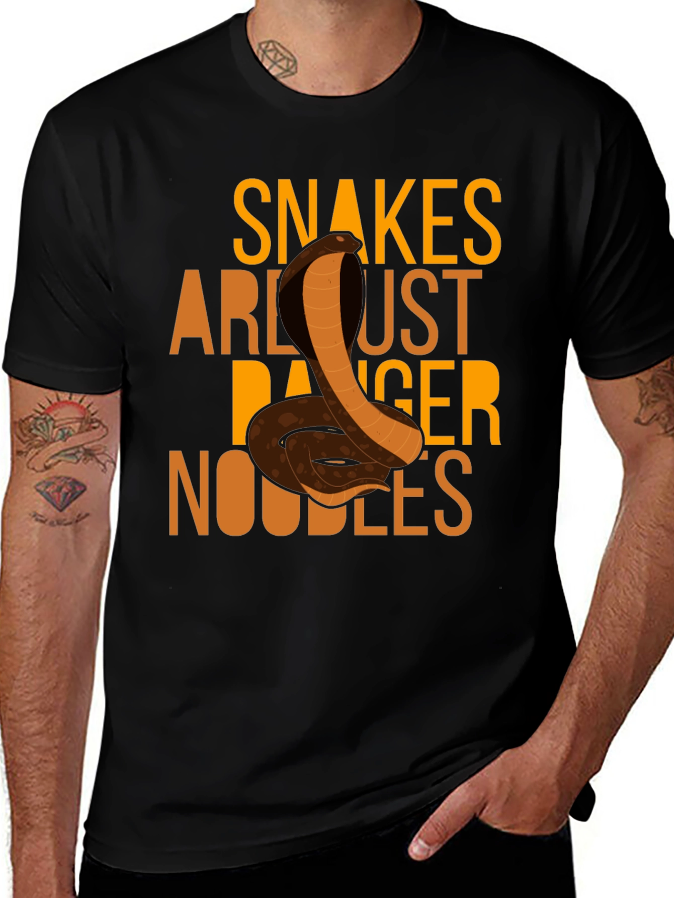 Variant 7 of Snakes are Just Danger Noodles T-Shirt - Black