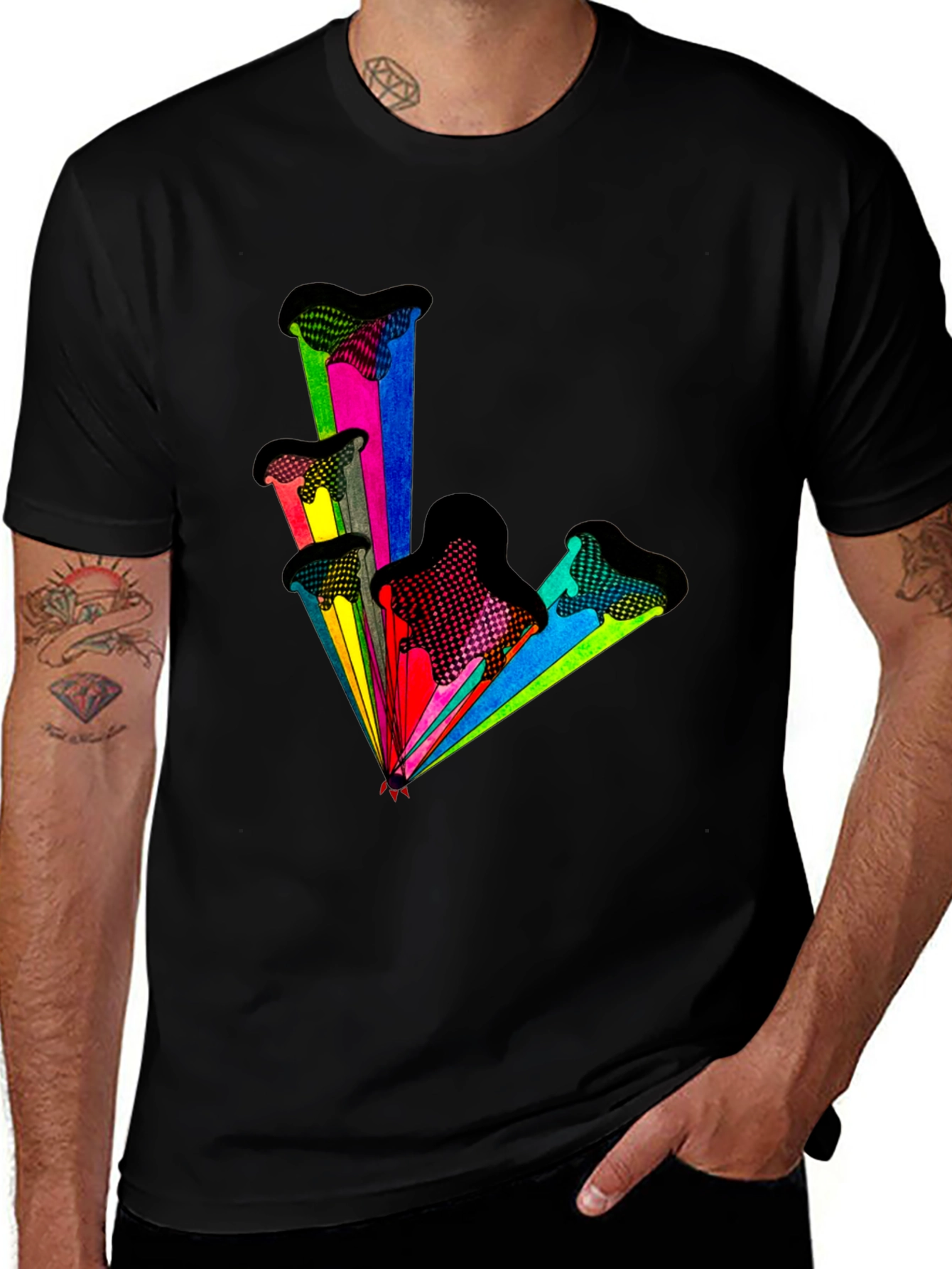Variant 25 of Abstract Graphic Print Black T-Shirt