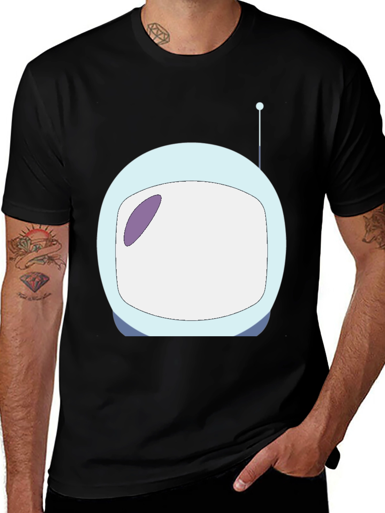 Variant 14 of Astronaut Helmet Graphic Black T-Shirt