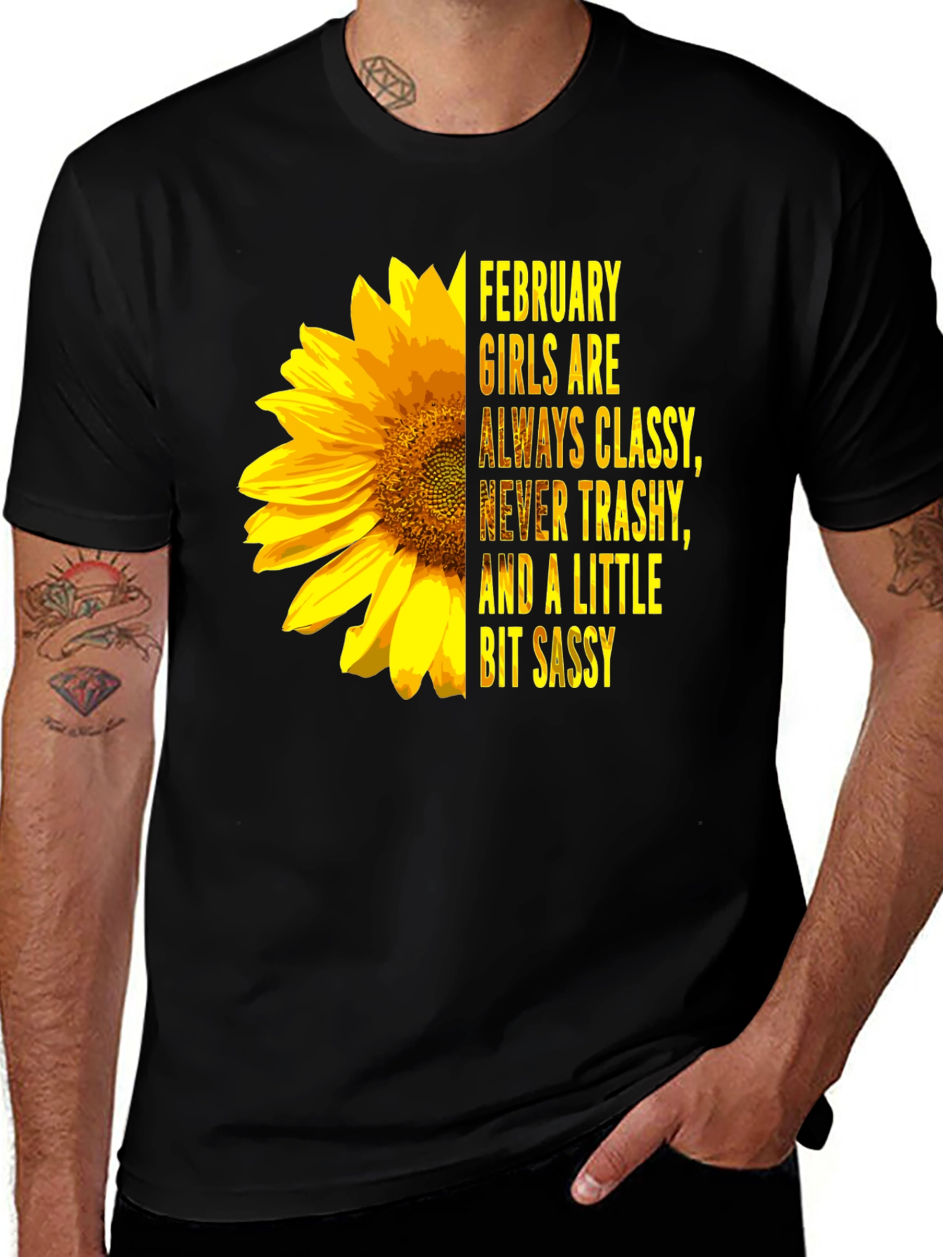 February Girl Sunflower Graphic Tee - Classy, Sassy Shirt
