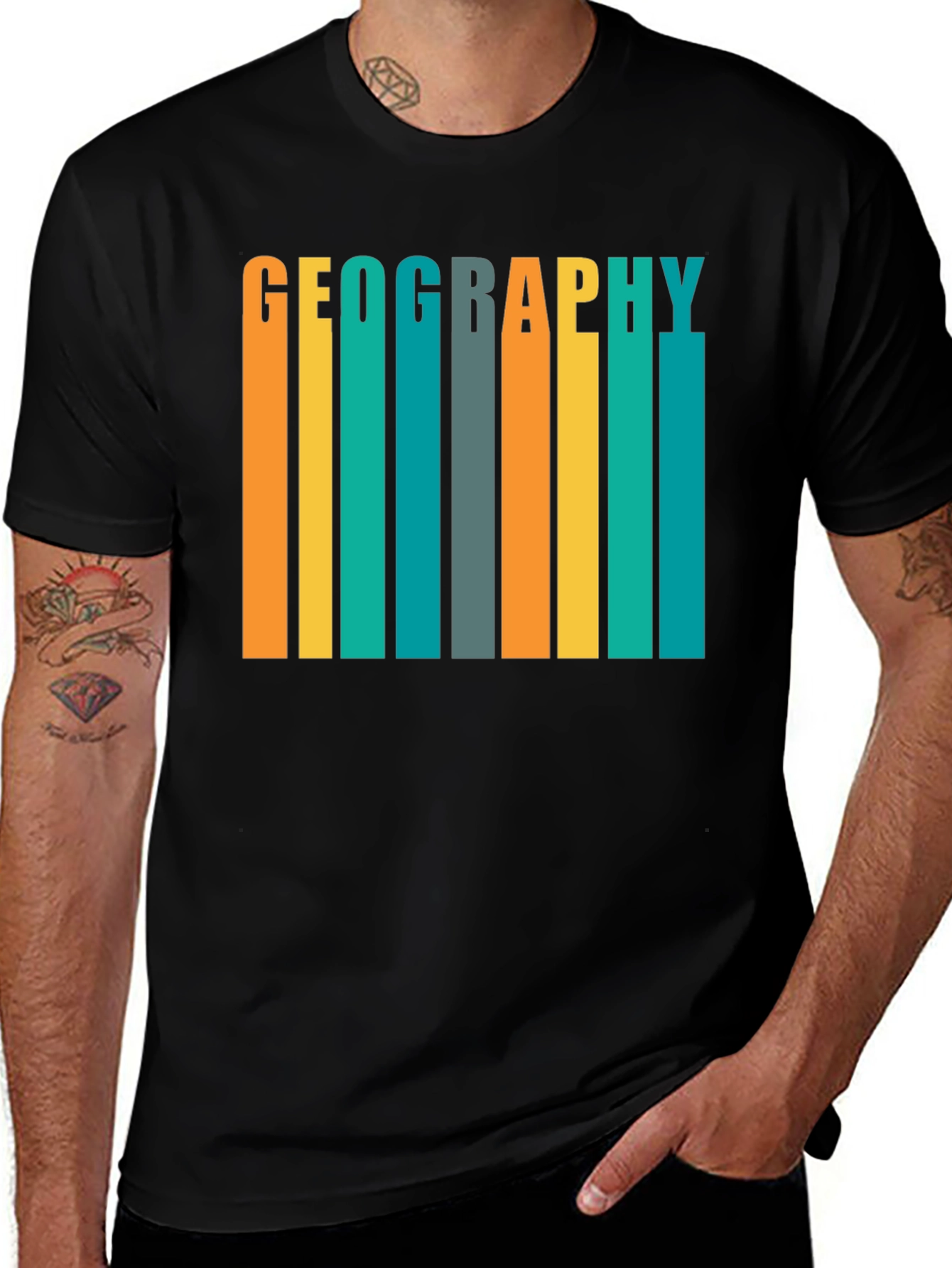 Variant 13 of Geography Retro Stripe T-Shirt - Study Earth Science