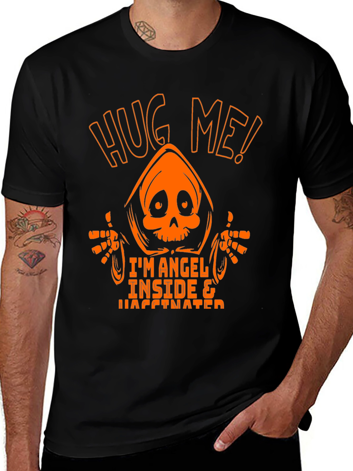 Variant 16 of Hug Me! I'm Angel Inside & Vaccinated Graphic Tee