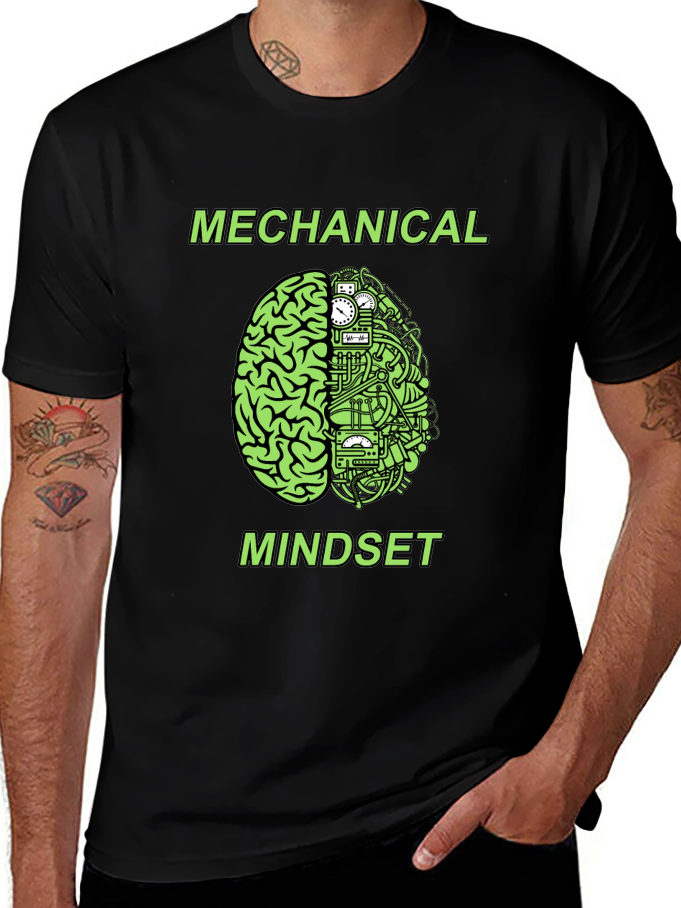 Black Mechanical Mindset Graphic T-Shirt main image