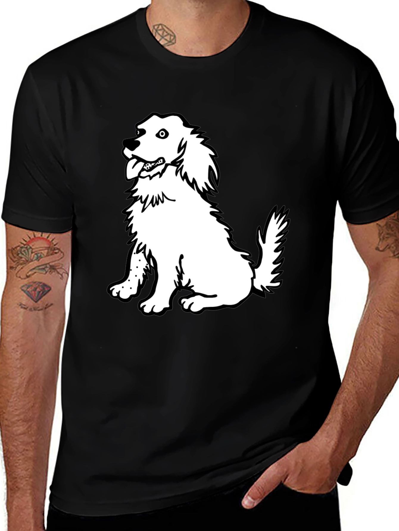 Variant 22 of Dog Graphic T-Shirt - Black Cotton Tee