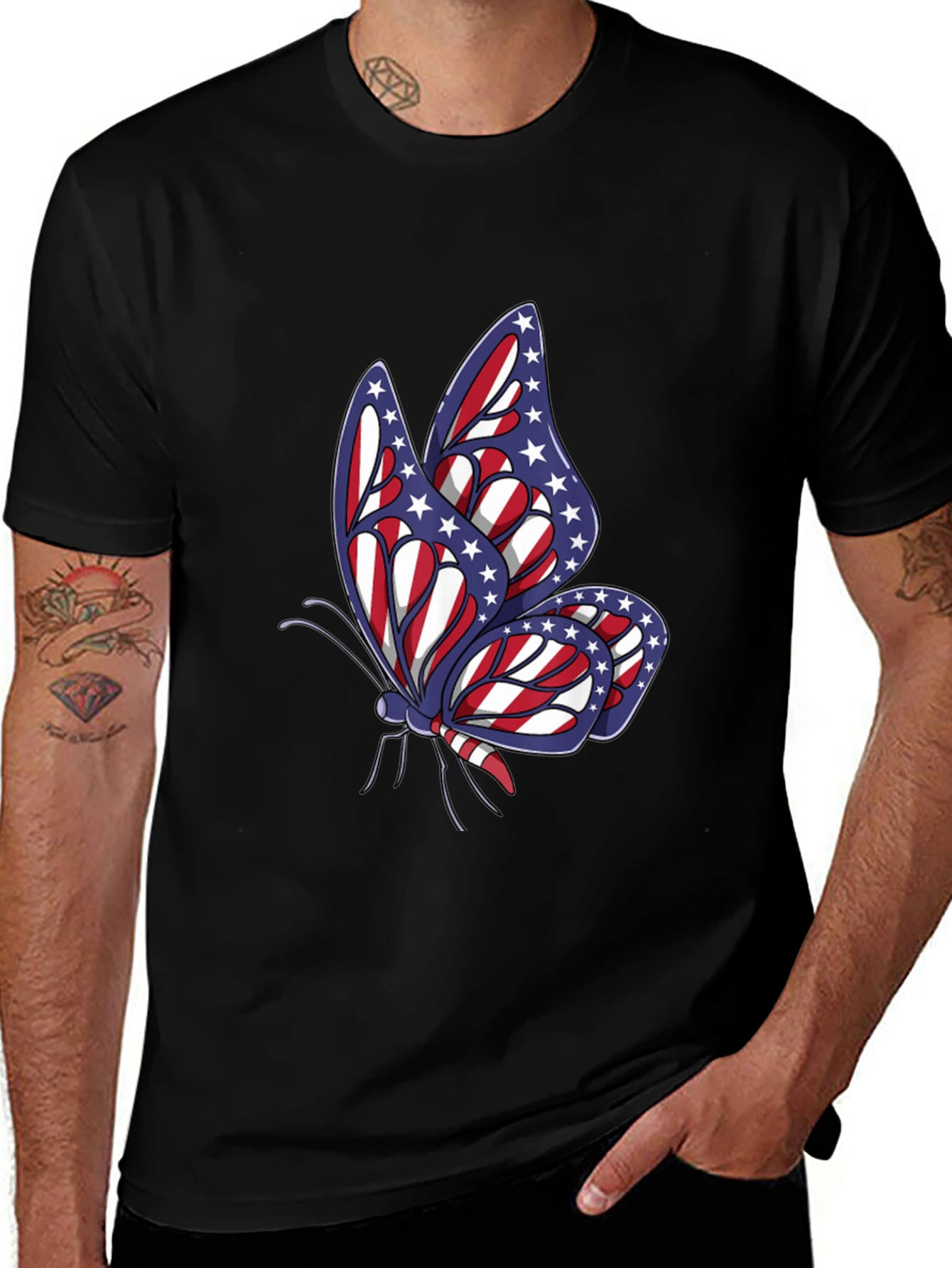 Variant 25 of Patriotic Butterfly Graphic T-Shirt - USA Pride