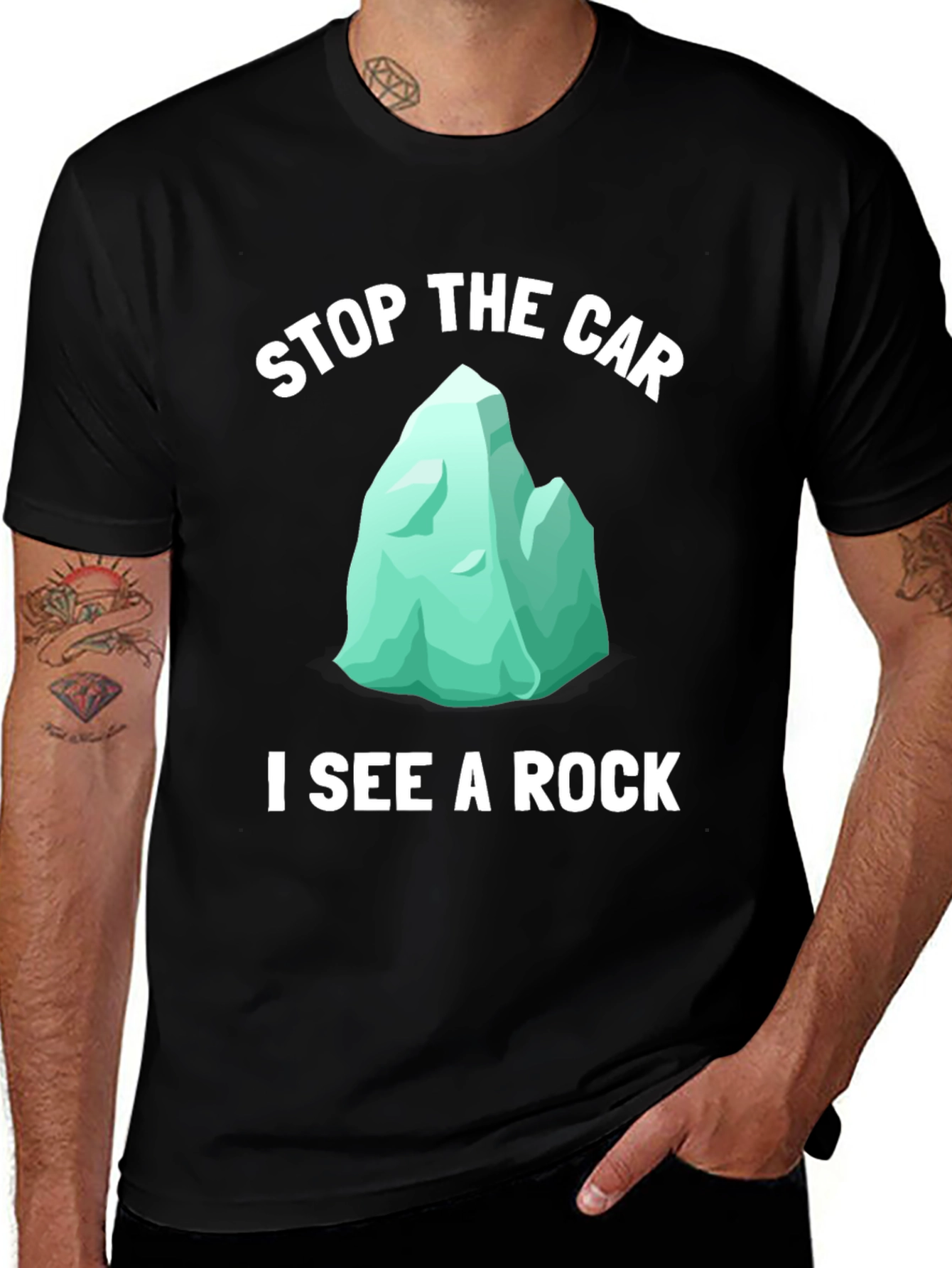Variant 15 of Stop the Car I See A Rock T-Shirt Funny Geology Tee