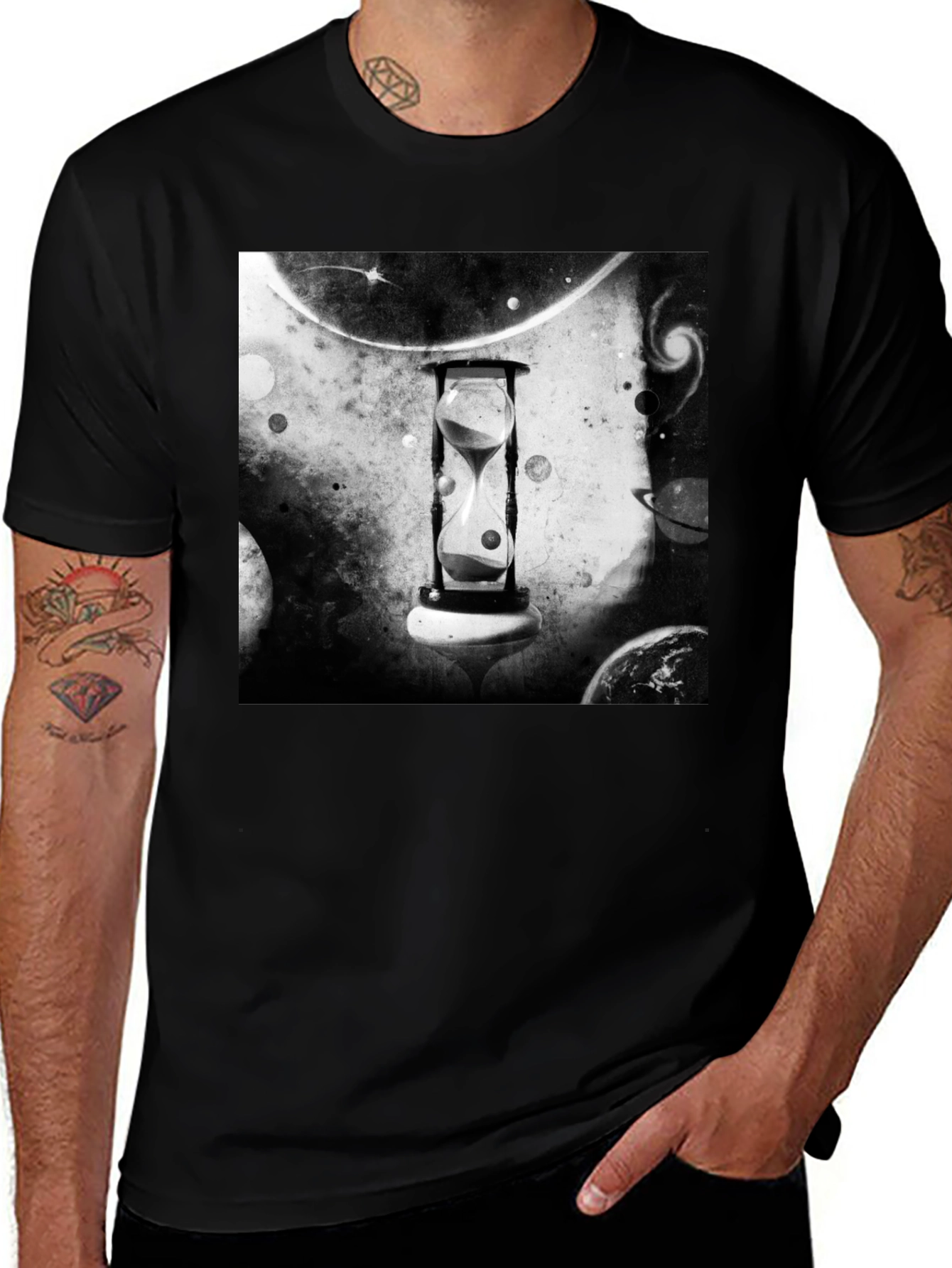 Variant 17 of Space Hourglass Graphic Tee - Black Cotton Blend