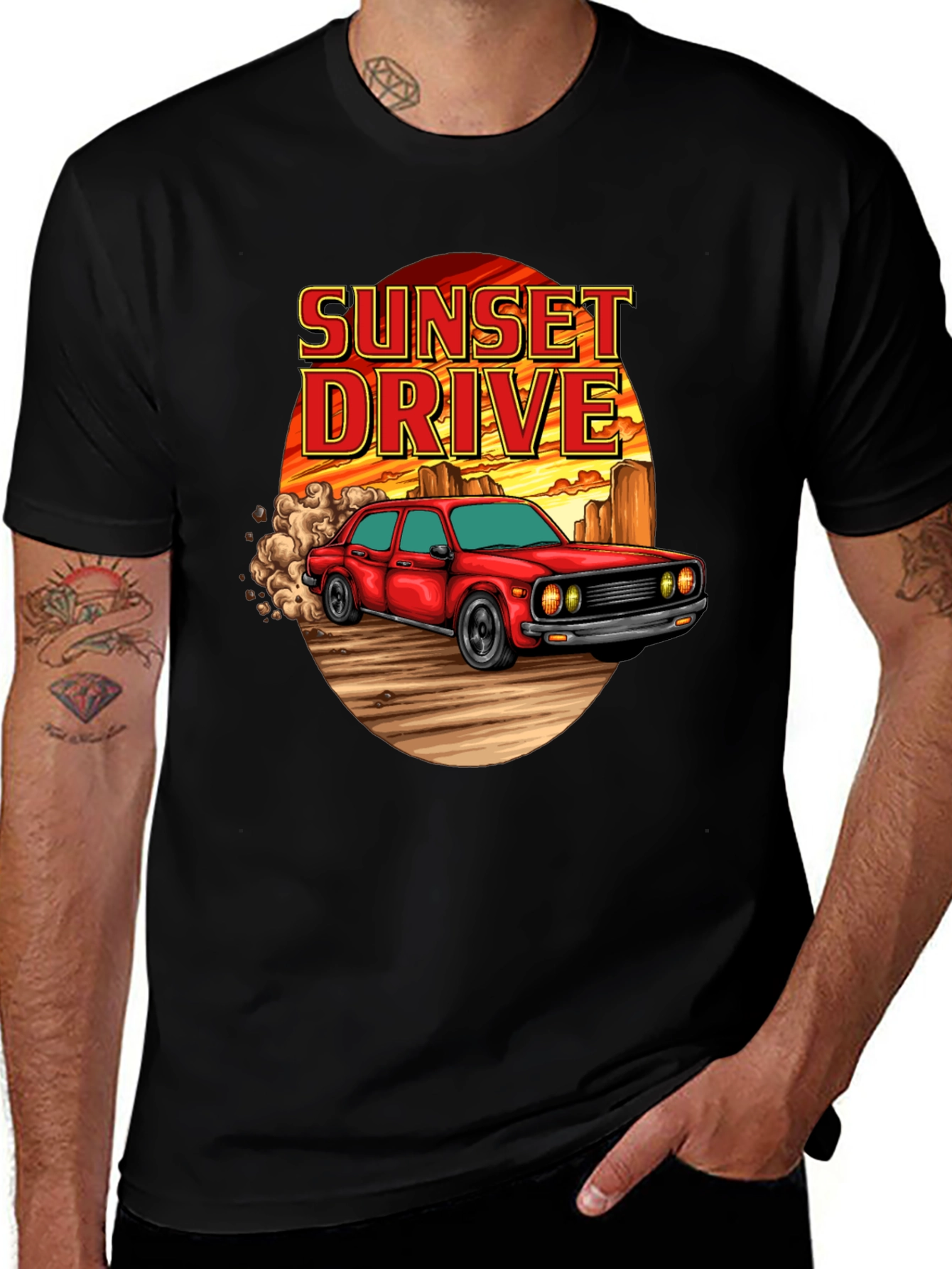 Variant 9 of Sunset Drive Graphic T-Shirt - Classic Car Tee