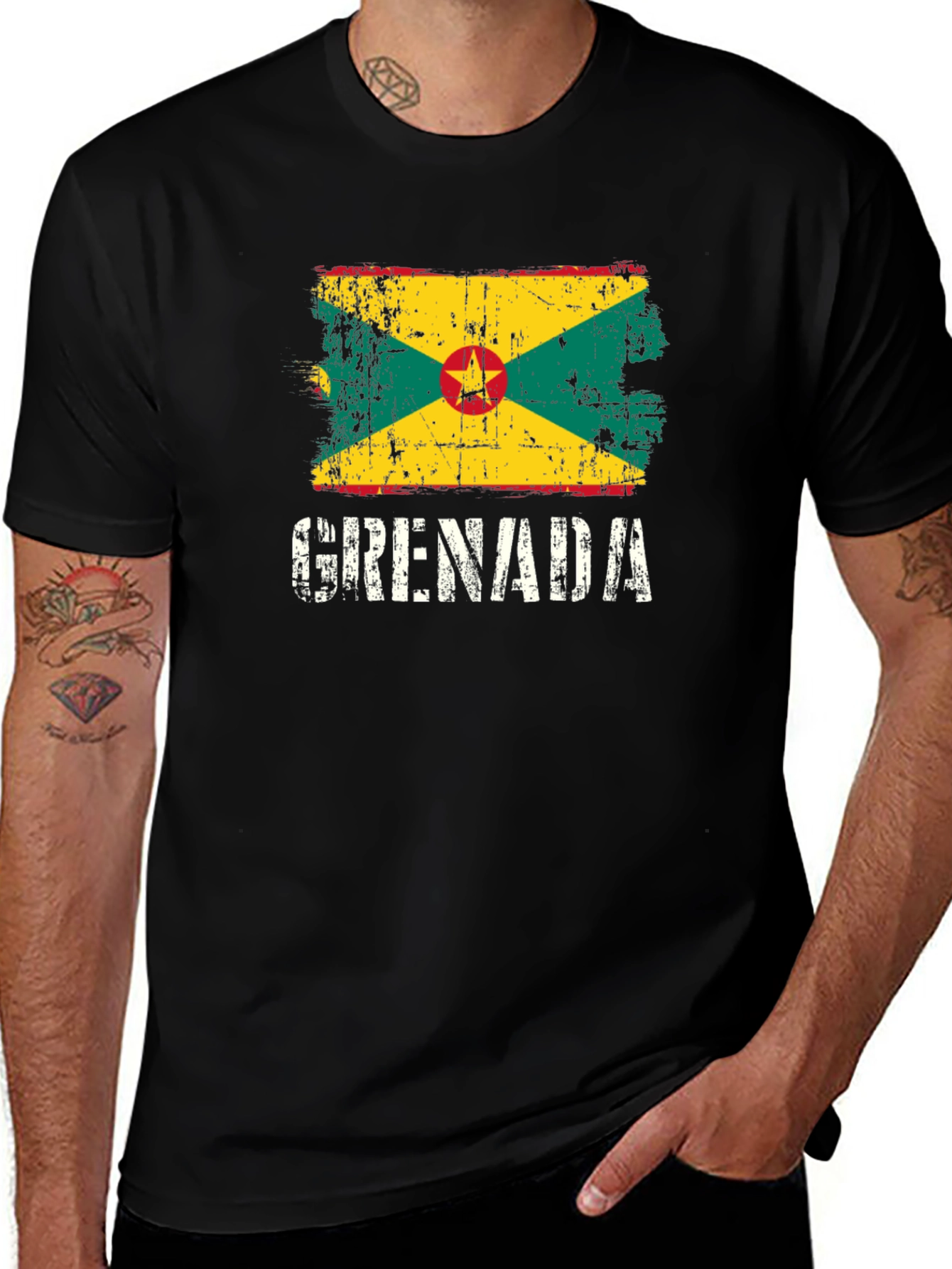 Grenada Flag T-Shirt - Distressed Style