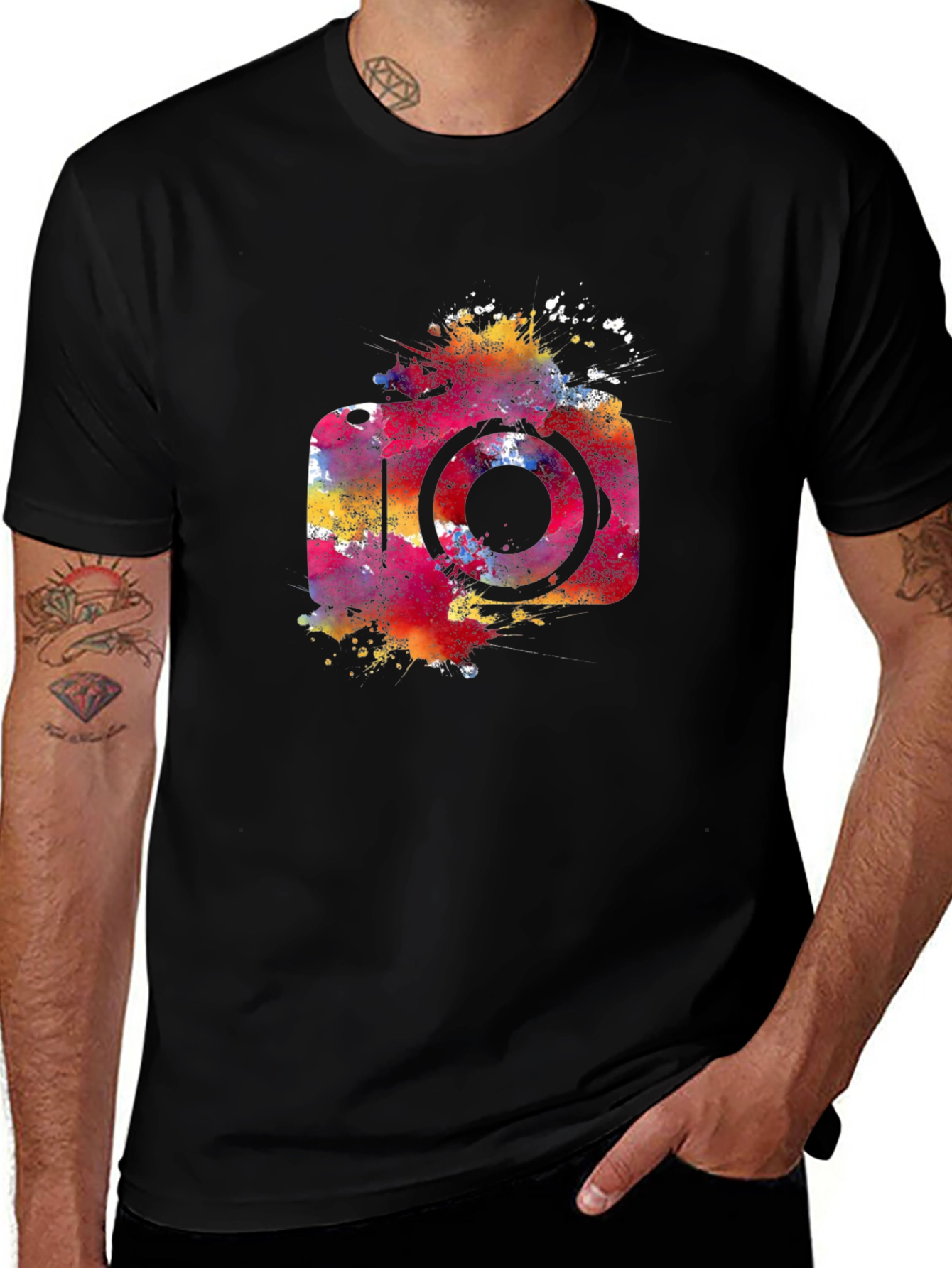 Variant 5 of Vibrant Camera Graphic Tee - Black