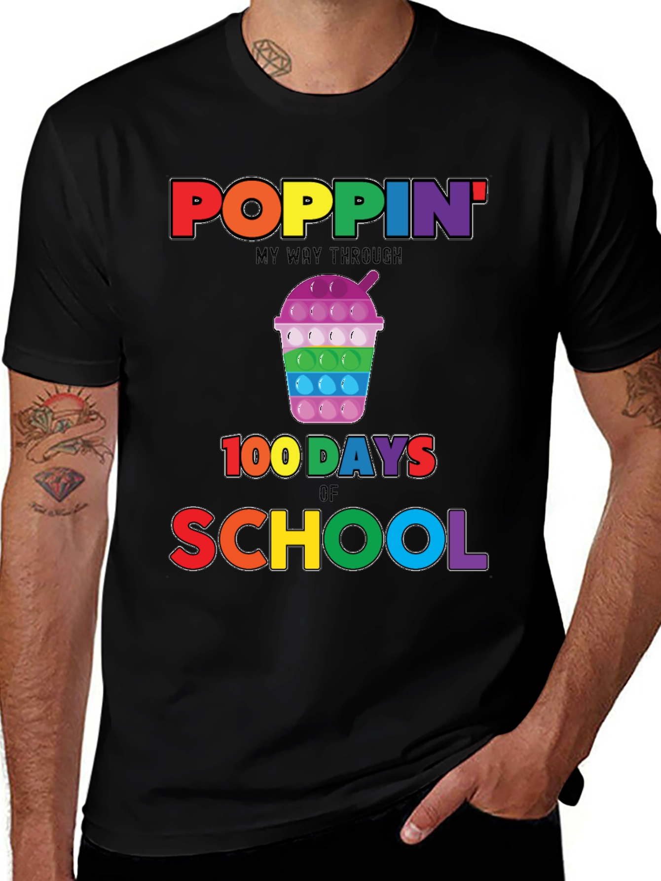 Poppin' 100 Days of School Rainbow T-Shirt