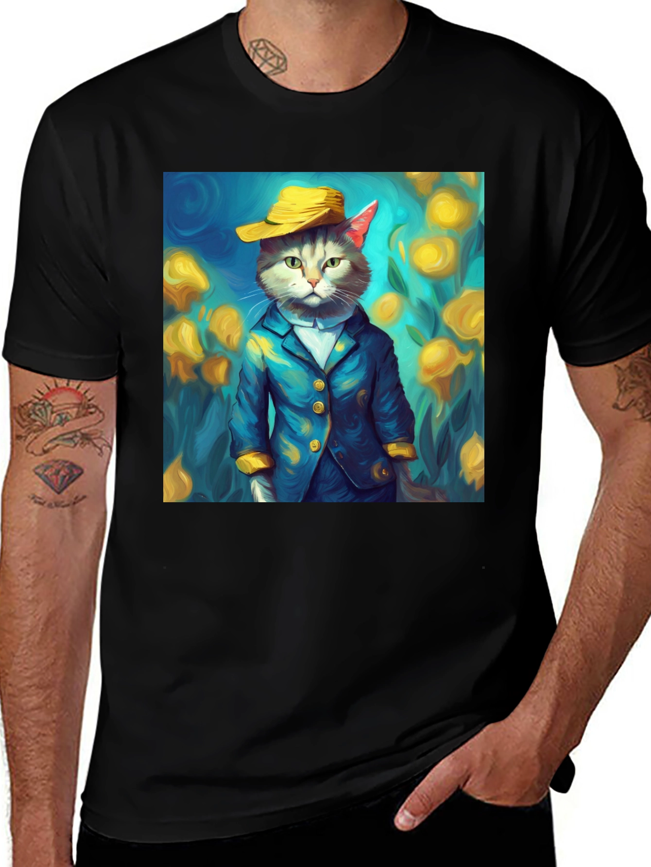 Variant 22 of Cat Art T-Shirt - Whimsical Feline Fashion