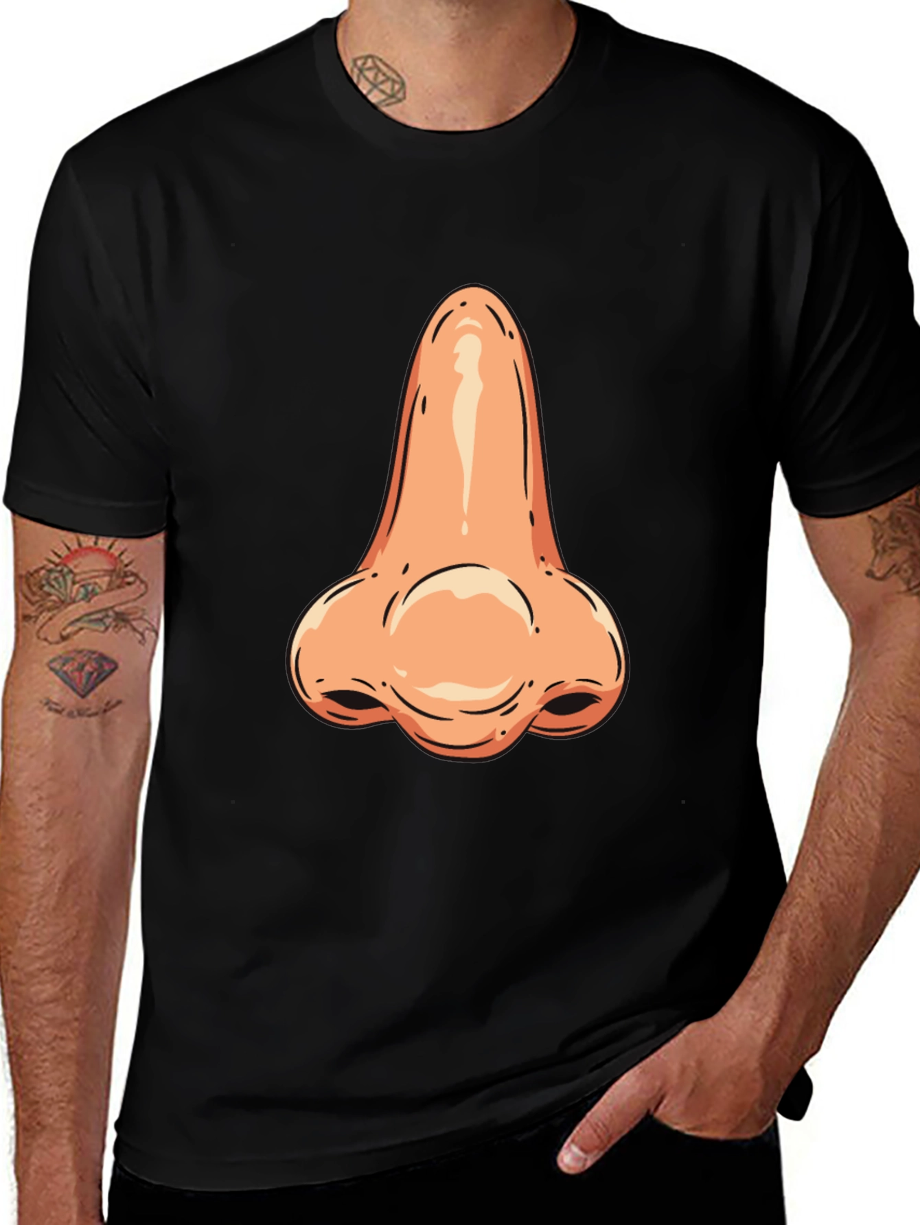 Variant 10 of Funny Nose Graphic Tee - Black Cotton T-Shirt