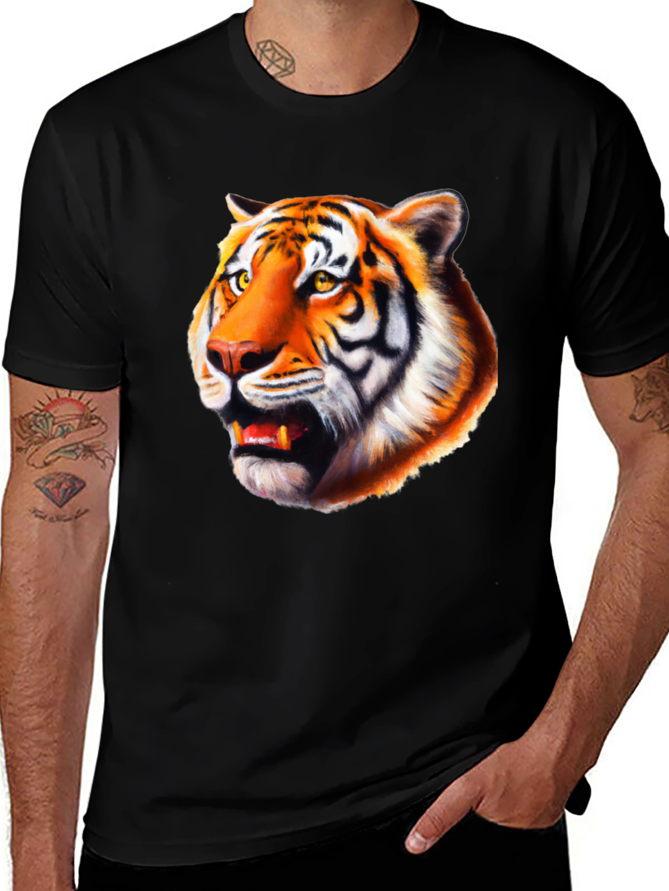 Variant 25 of Tiger Graphic Tee - Bold Animal Print Black T-Shirt