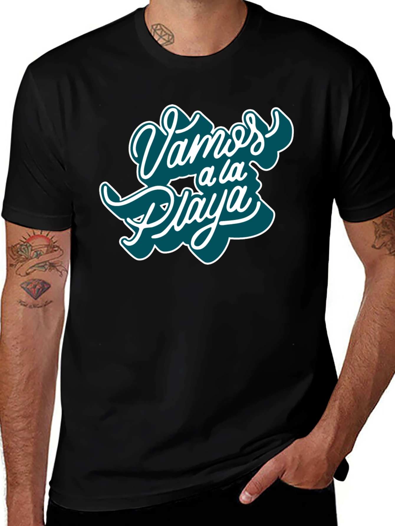 Black Vamos a la Playa T-Shirt - Stylish Vacation Tee main image