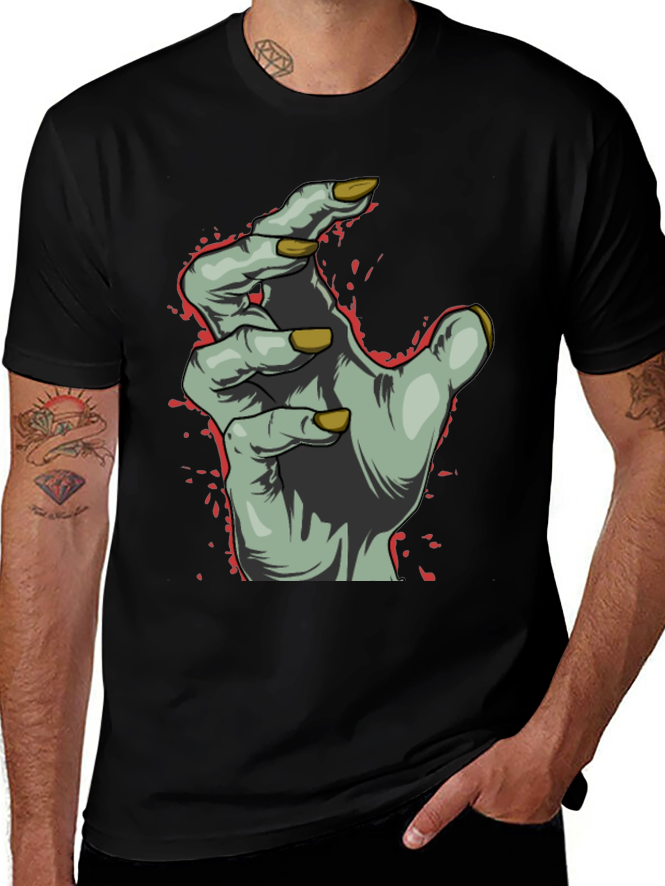 Zombie Hand Graphic T-Shirt - Spooky Halloween Tee