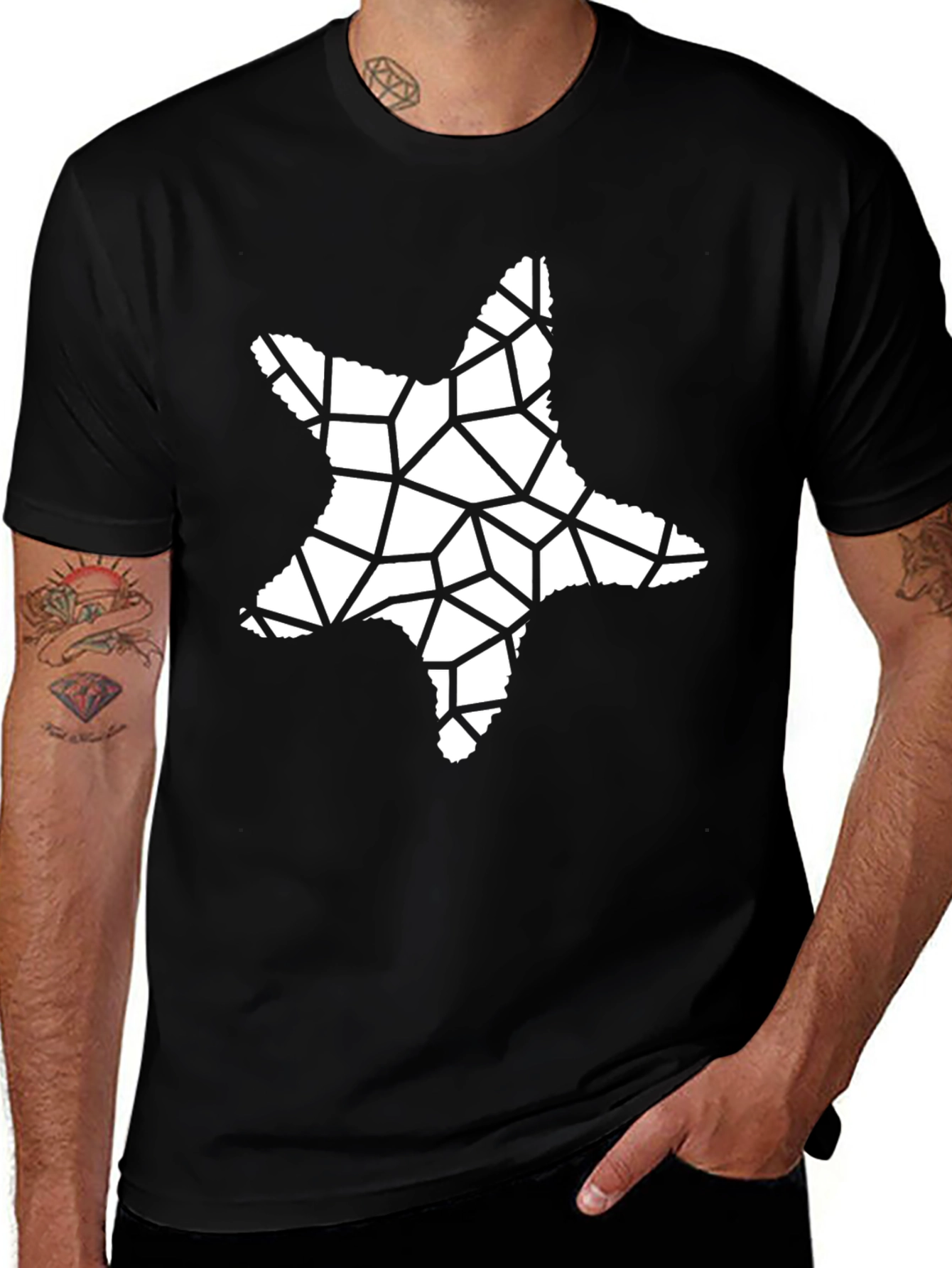 Variant 20 of Abstract Star Graphic Tee - Black Casual Shirt