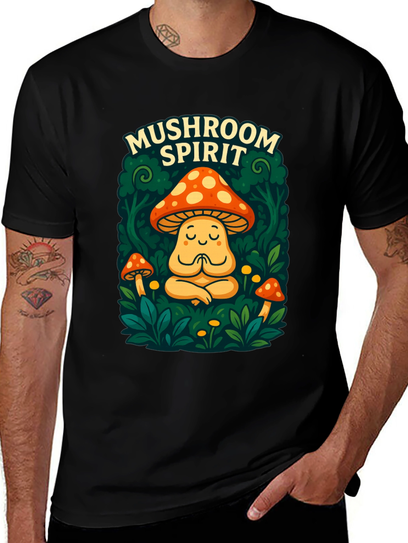 Variant 7 of Mushroom Spirit Graphic Tee - Black