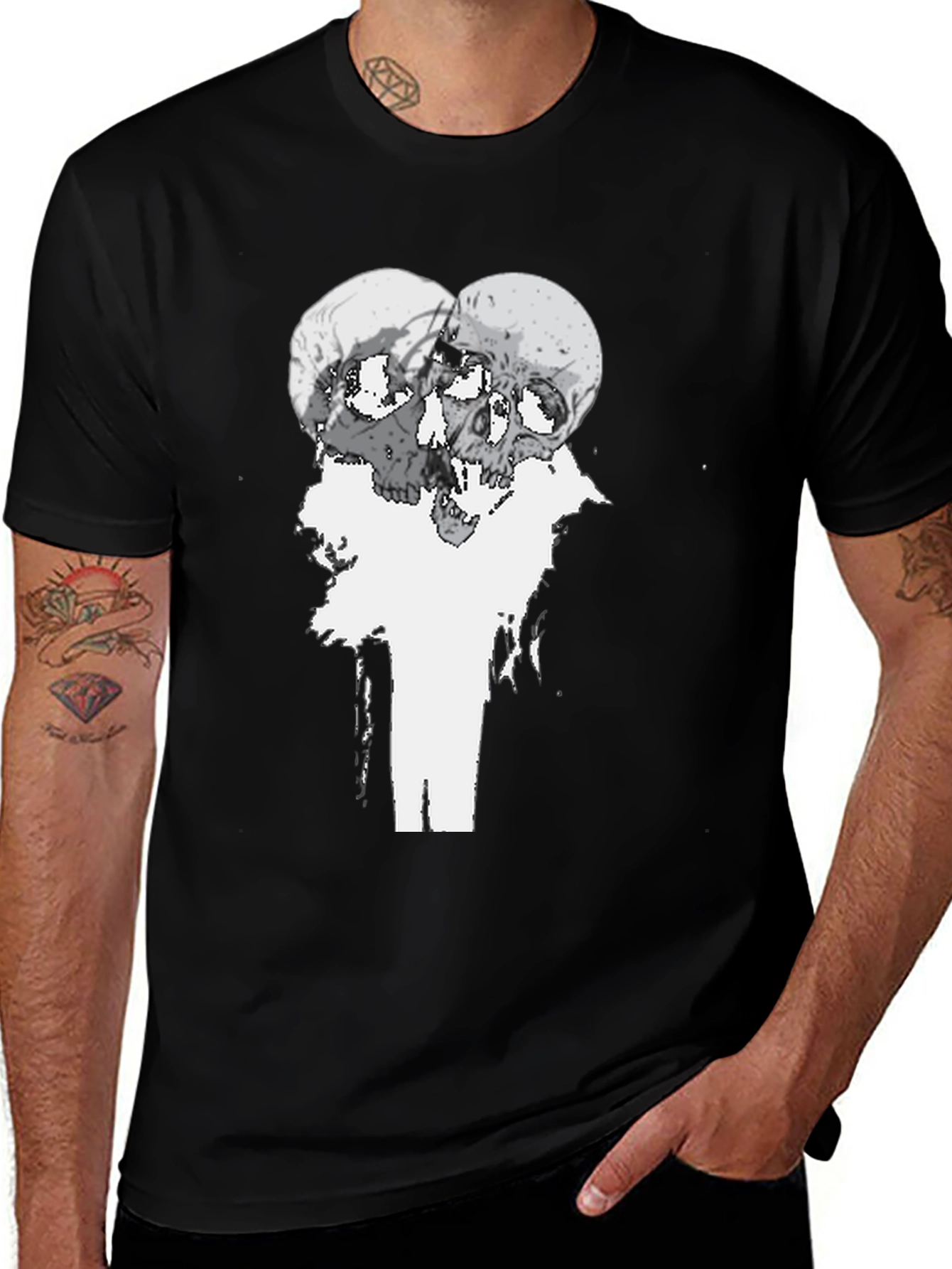 Variant 23 of Skull Kiss Graphic Tee - Modern Black T-Shirt