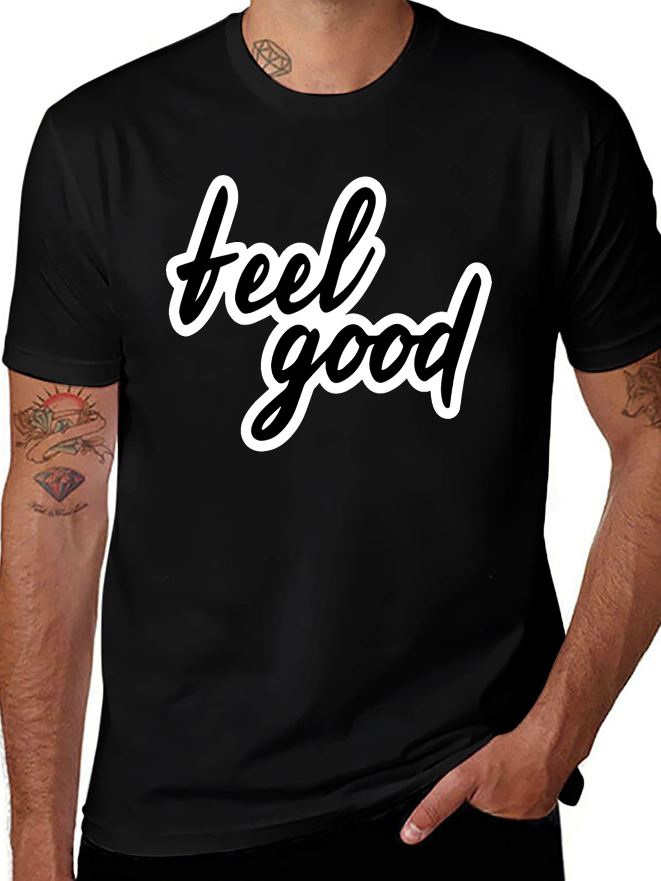 Variant 13 of Feel Good Black T-Shirt - Stylish Casual Wear