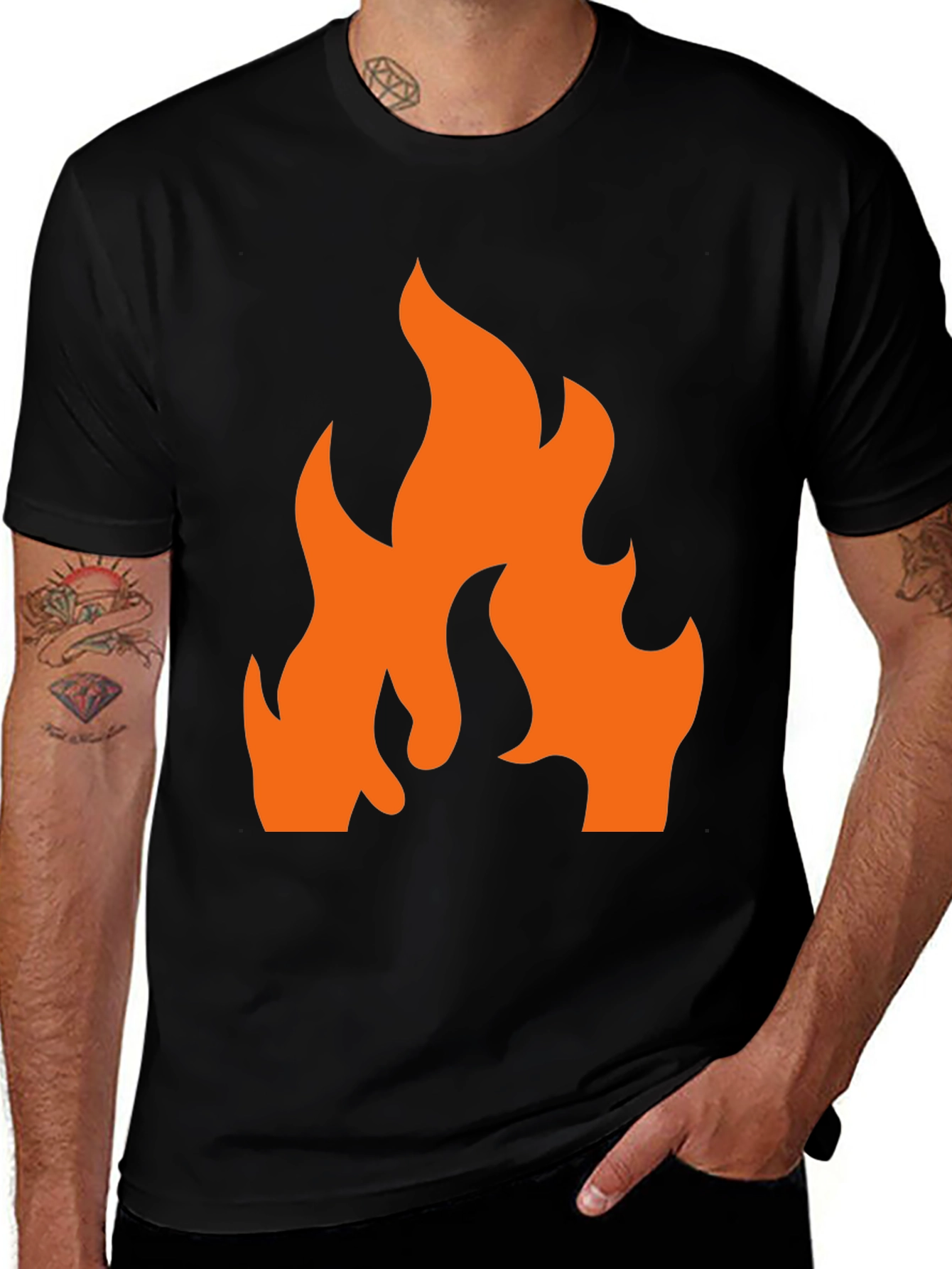 Variant 4 of Fiery Graphic Tee - Bold Flame Design on Black