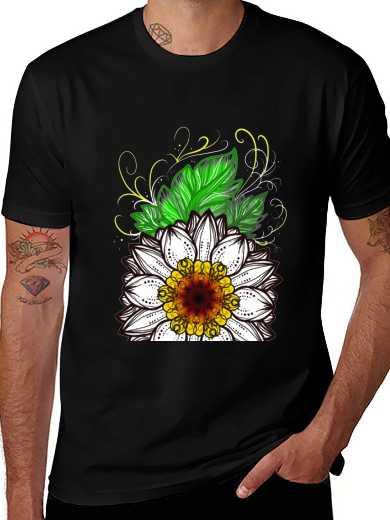 Variant 21 of Sunflower Graphic Black T-Shirt