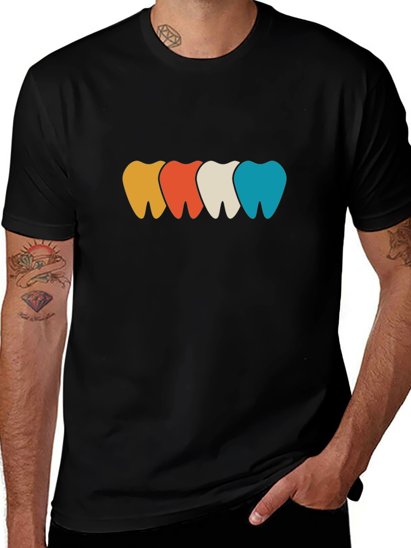 Variant 3 of Colorful Teeth Graphic Tee - Dentist Fashion