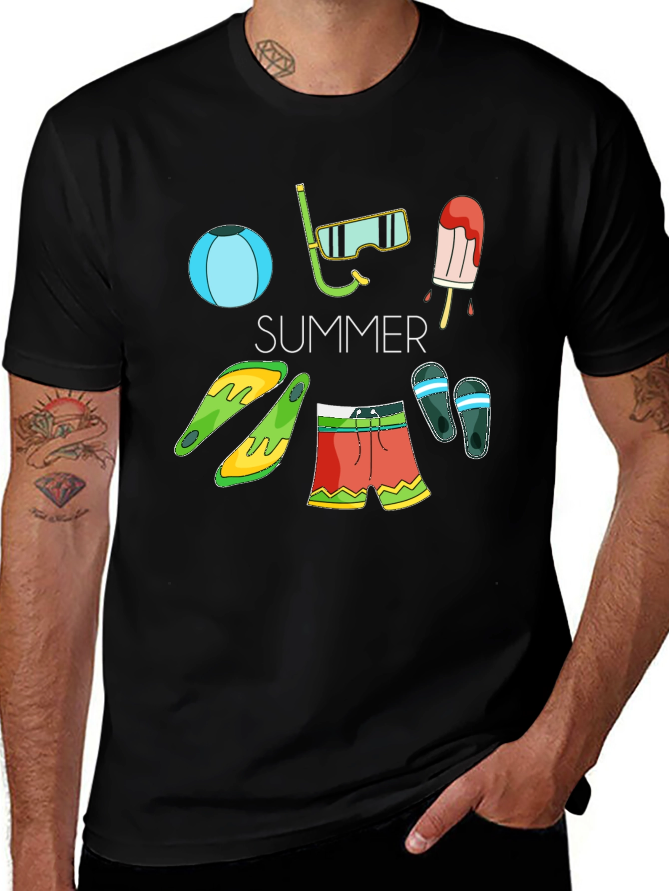 Summer Fun Graphic T-Shirt - Black