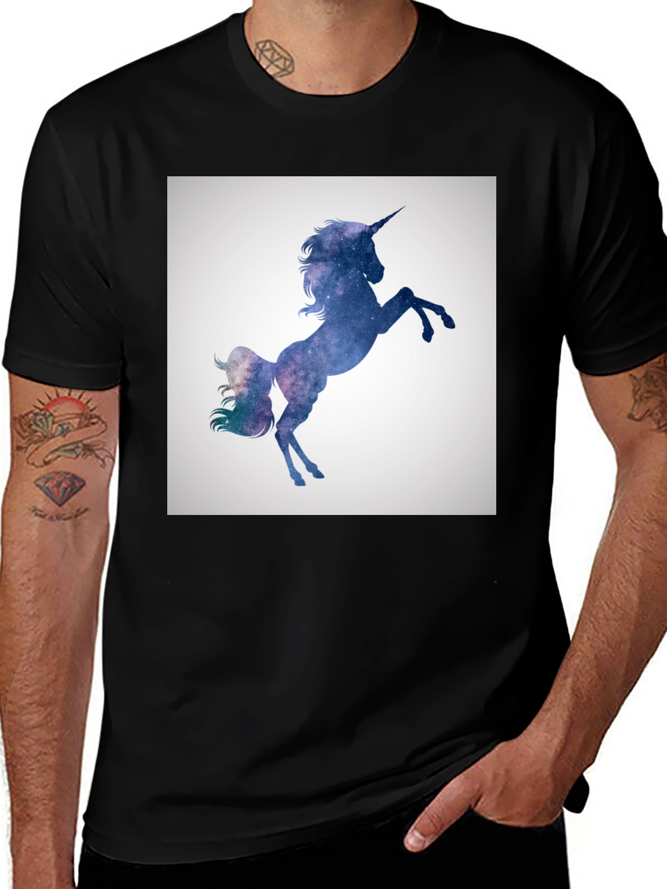 Variant 21 of Galaxy Unicorn Graphic Black T-Shirt
