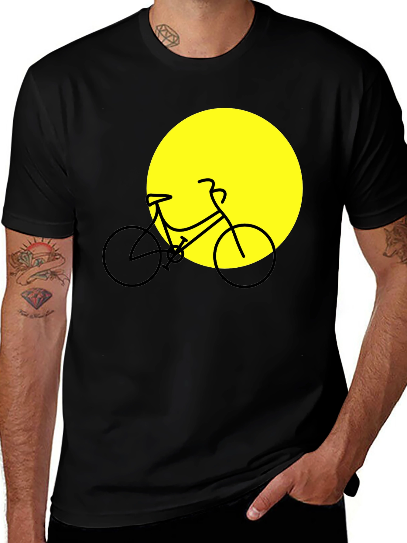 Variant 7 of Bike Silhouette Graphic Tee - Black Cotton Blend