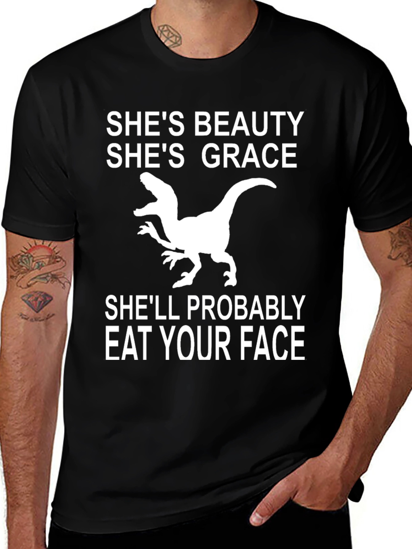 Variant 6 of Funny Dinosaur Graphic T-Shirt - Beauty and Grace