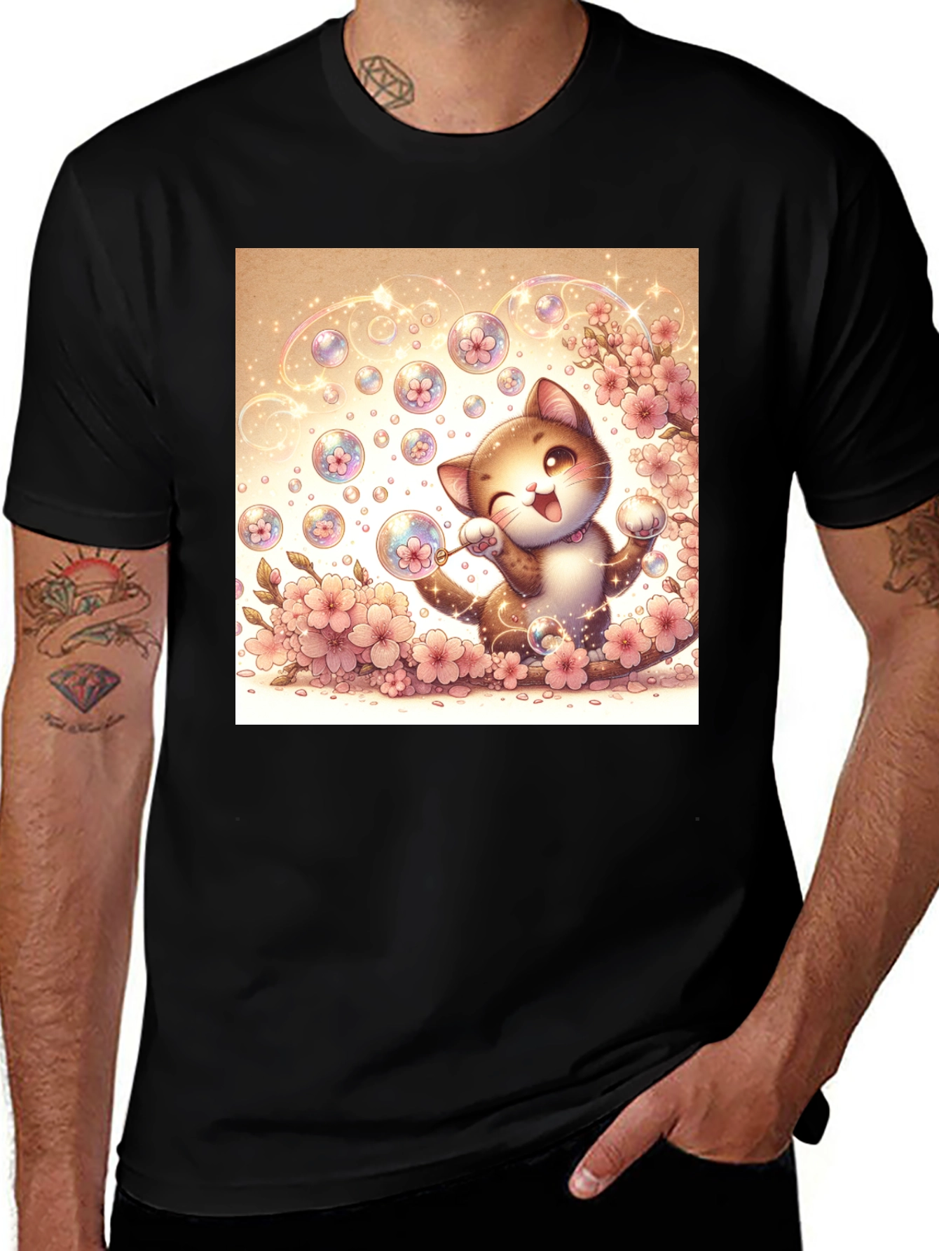 Variant 16 of Kawaii Cat Bubble T-Shirt