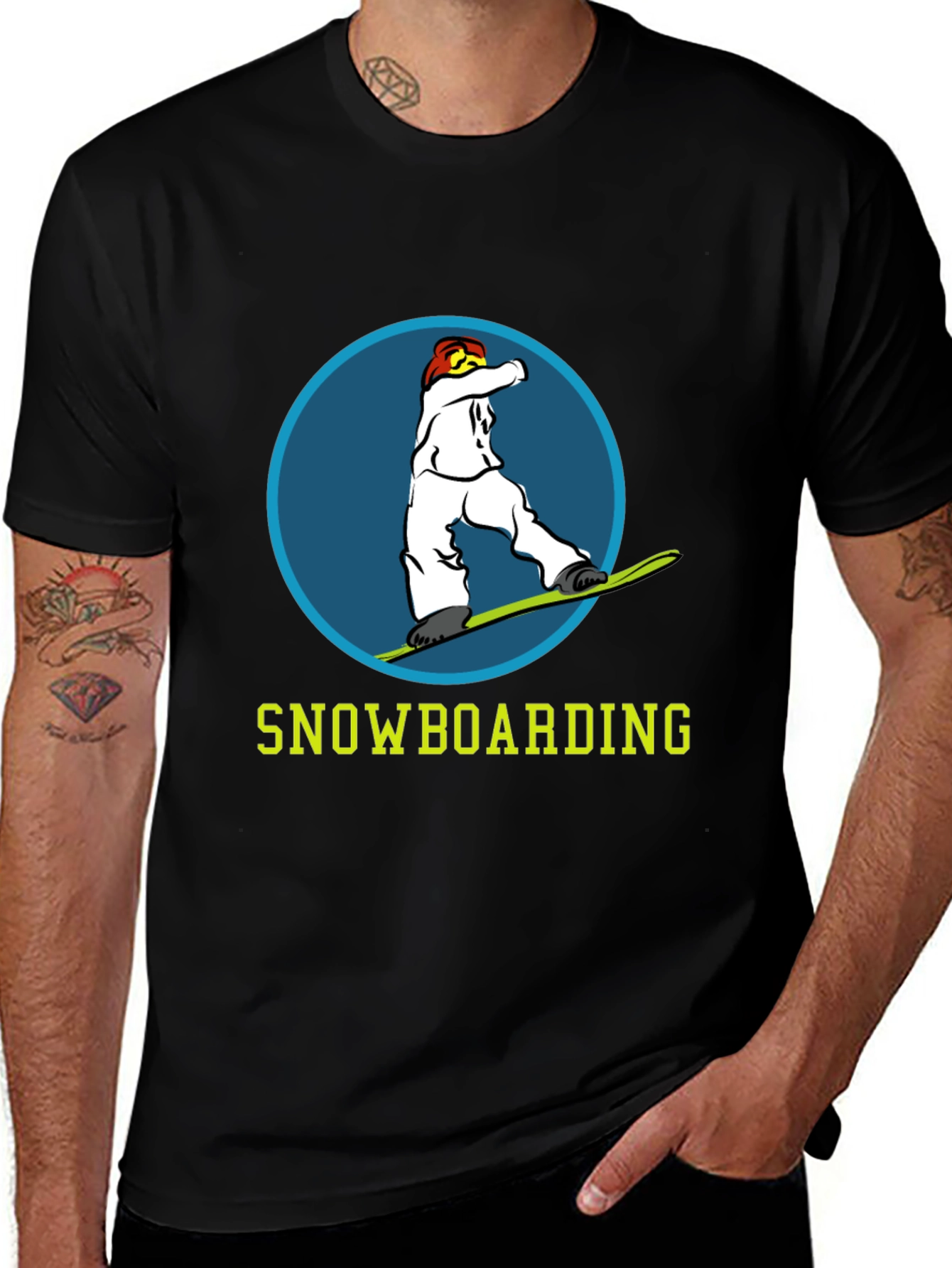Variant 22 of Snowboarding Graphic Tee - Black Cotton T-Shirt