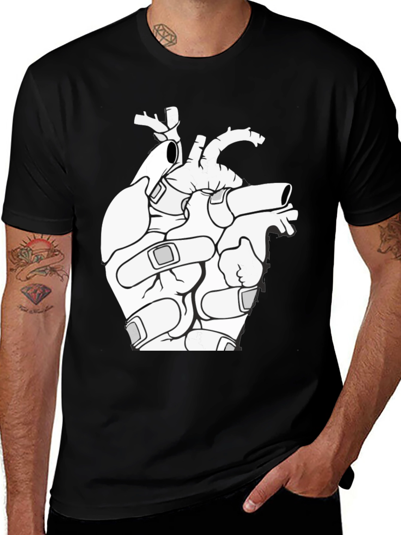 Variant 30 of Anatomical Heart T-Shirt - Bandaged Heart Graphic Tee