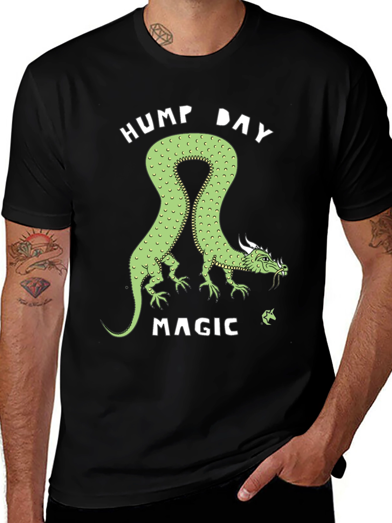 Black Hump Day Magic Dragon Graphic Tee main image